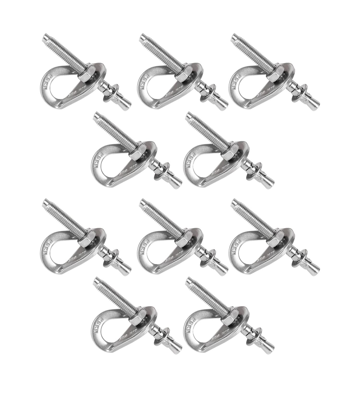 JATCSG 10 Pack Stainless Steel Climbing Anchor Hanger Bolt M10 - 25kN Fracture Load - for Outdoor Climbing & Mountaineering - Buy Online on GoSupps.com