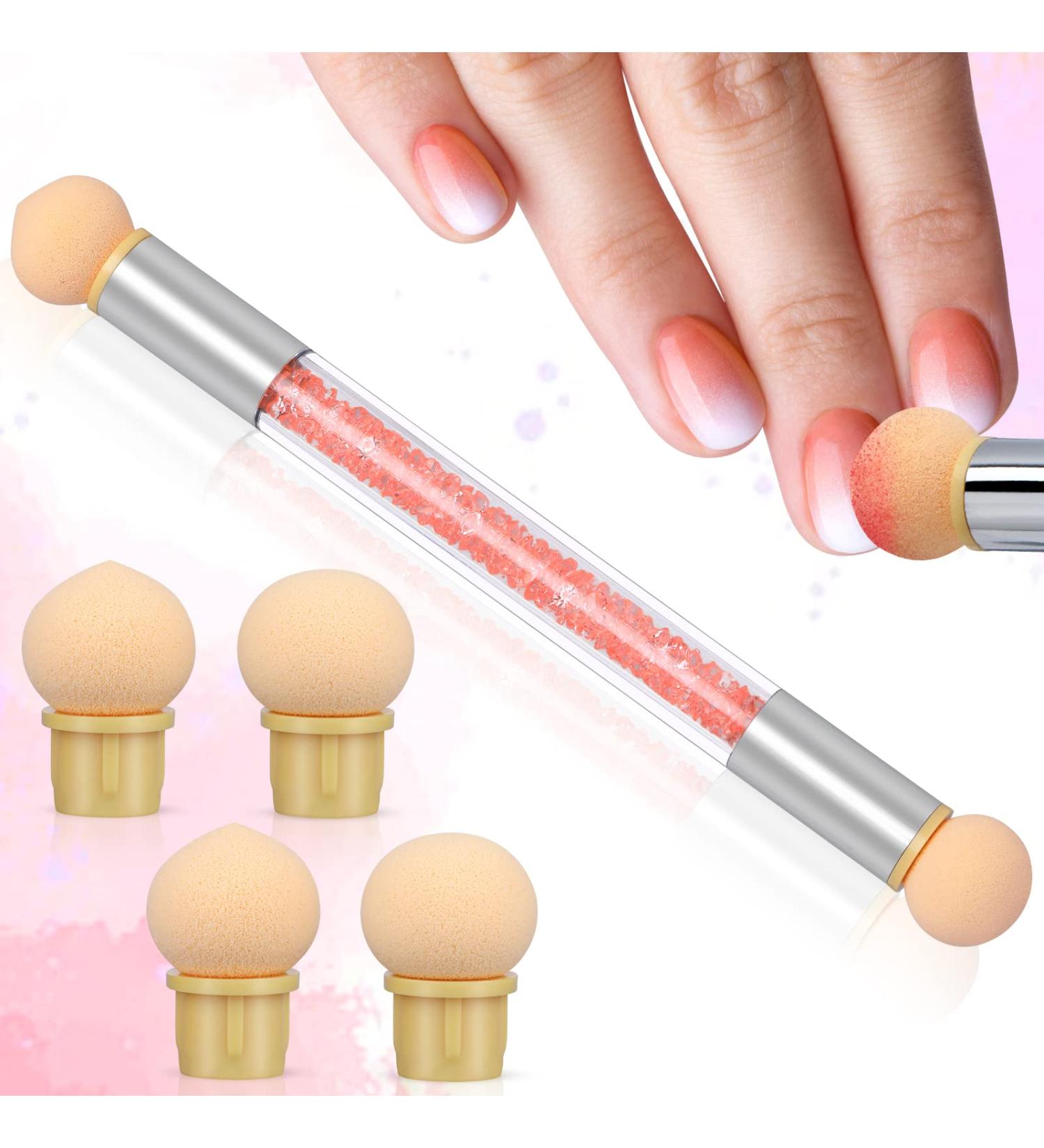 Greoer Double Head Nail Art Sponge Brush Applicator Set - 4 Replacement Heads for Ombre Nail Designs - UV Gel and False Nail Art Tools - Orange - Buy Online on GoSupps.com