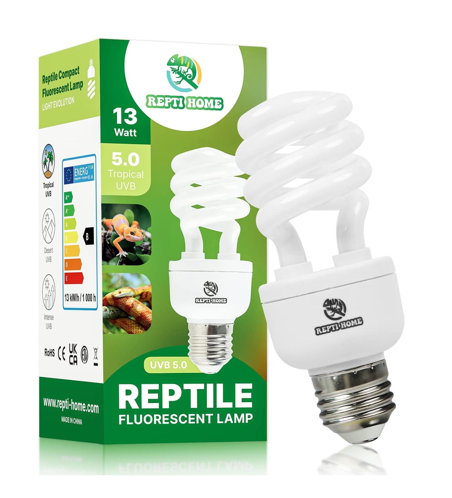 Repti Home 13W UVB Lamp 5.0 for Turtles Birds Lizards & Chameleons - E27 Terrarium Light for Reptiles & Amphibians - Buy Online on GoSupps.com