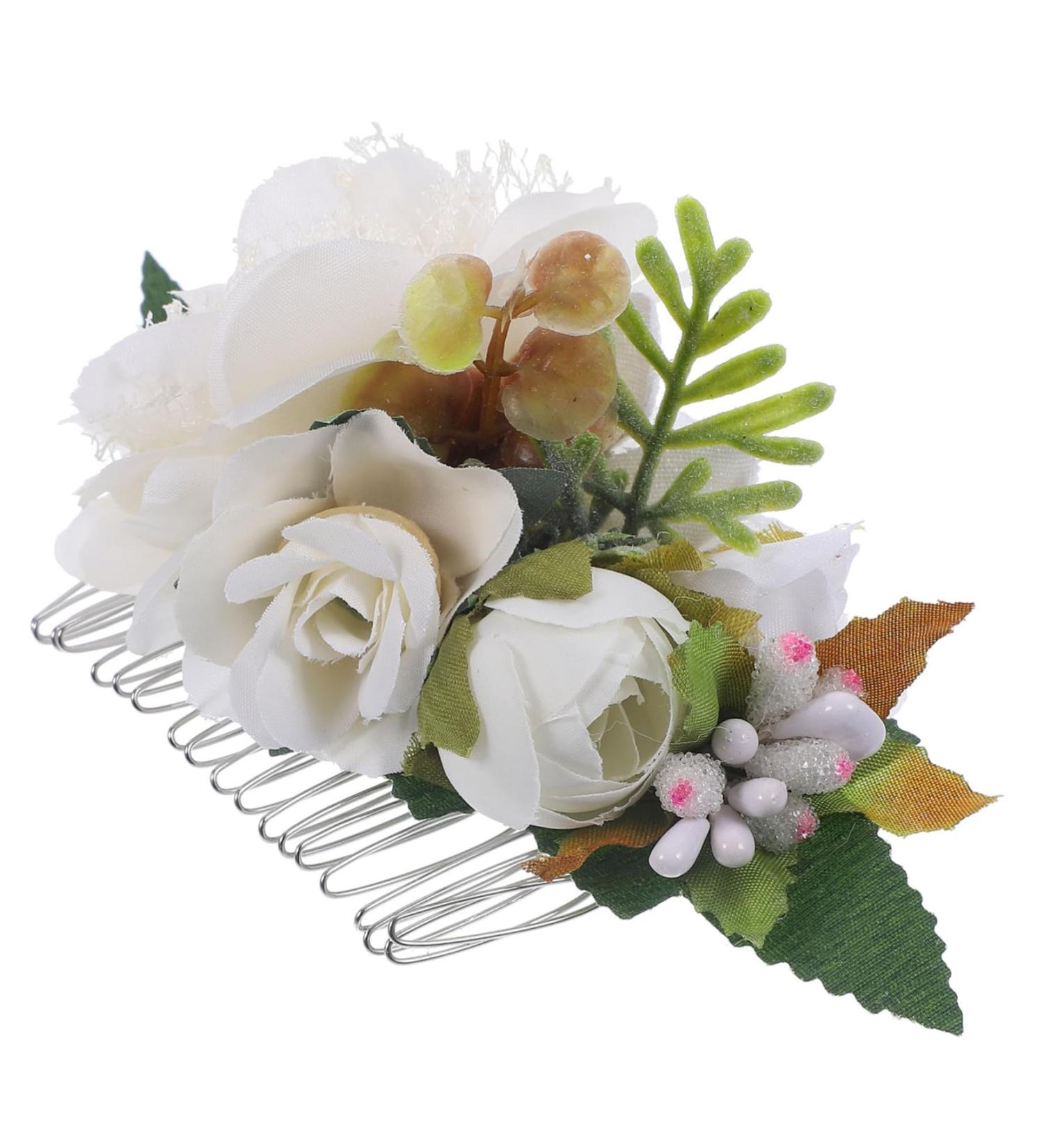 Angoily Bridal Hair Accessories Wedding Hair Clip Women Headdress Hair Ornament Bridal Headpiece Comb for Bridal Hair Decoration Bridal Hair Clip Hair Side Comb Silk Flower Hair Comb Bride - Buy Online on GoSupps.com