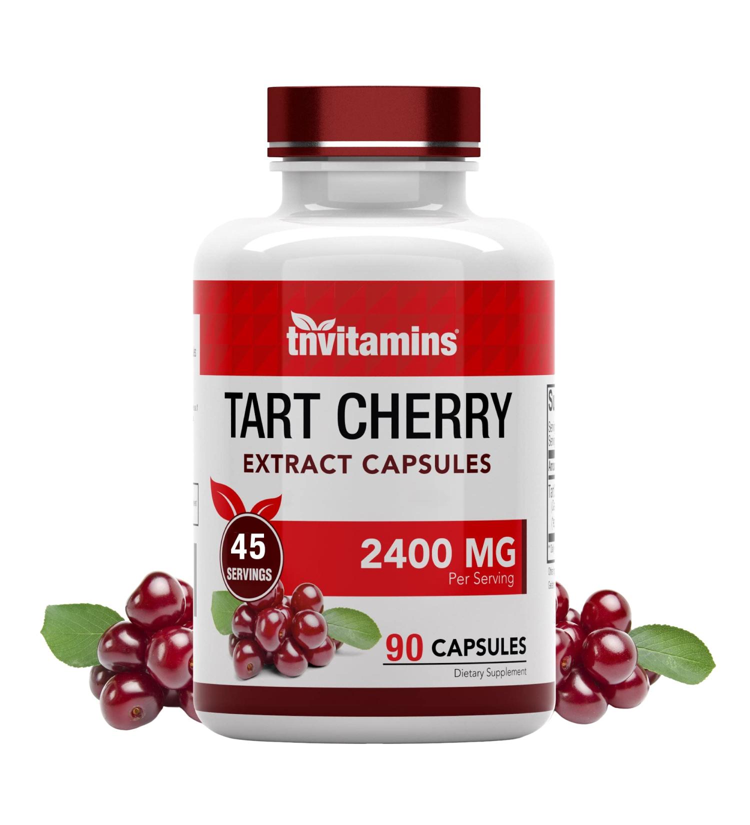 Tart Cherry Extract Capsules 2400 MG - 90 Count | Antioxidant-Rich Formula with Anthocyanins | Non-GMO by TNVitamins - Buy Online on GoSupps.com