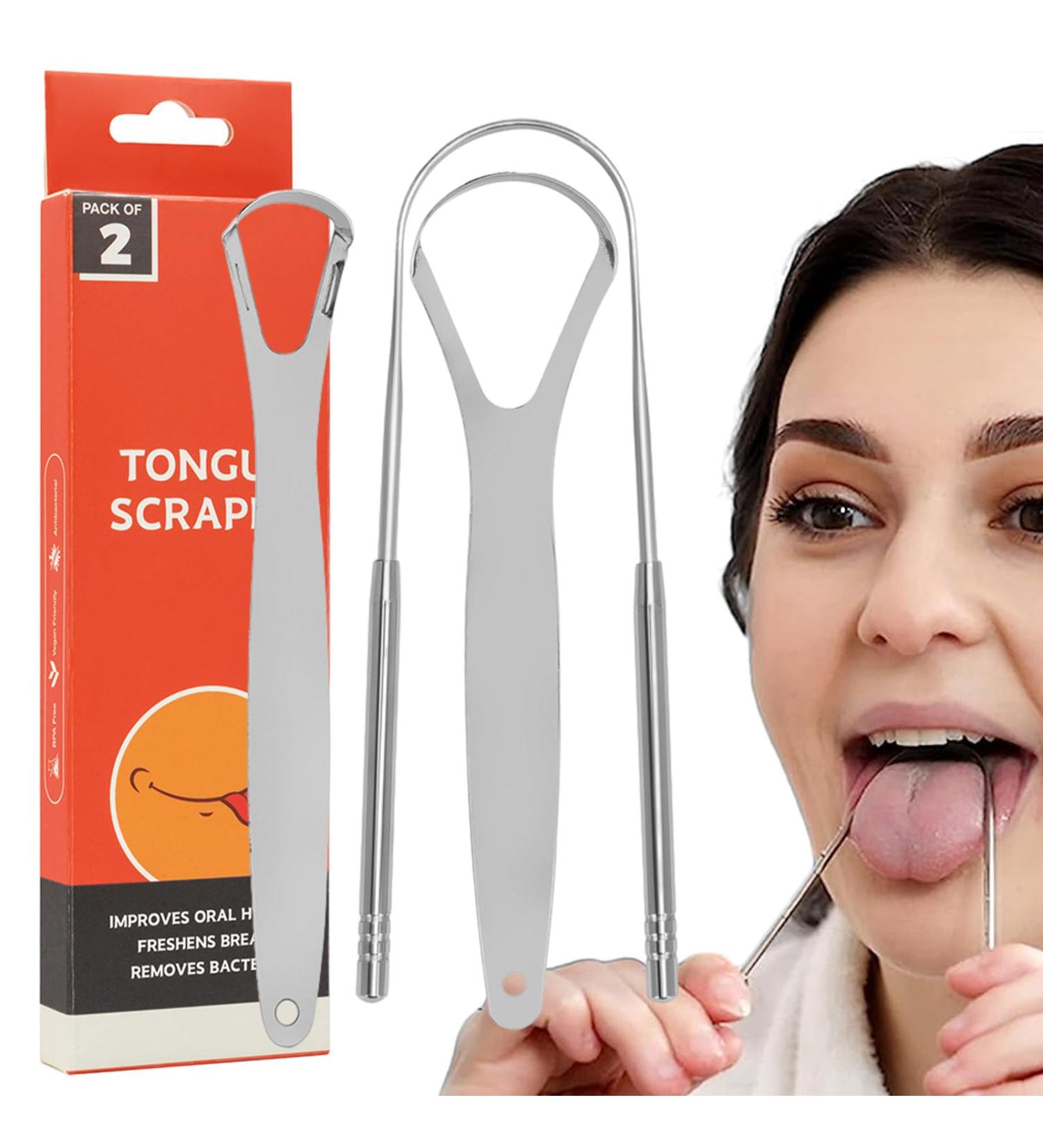 Yatlouba Stainless Steel Tongue Scraper - Portable & Effective Tongue Cleaner for Fresh Breath - Buy Online on GoSupps.com