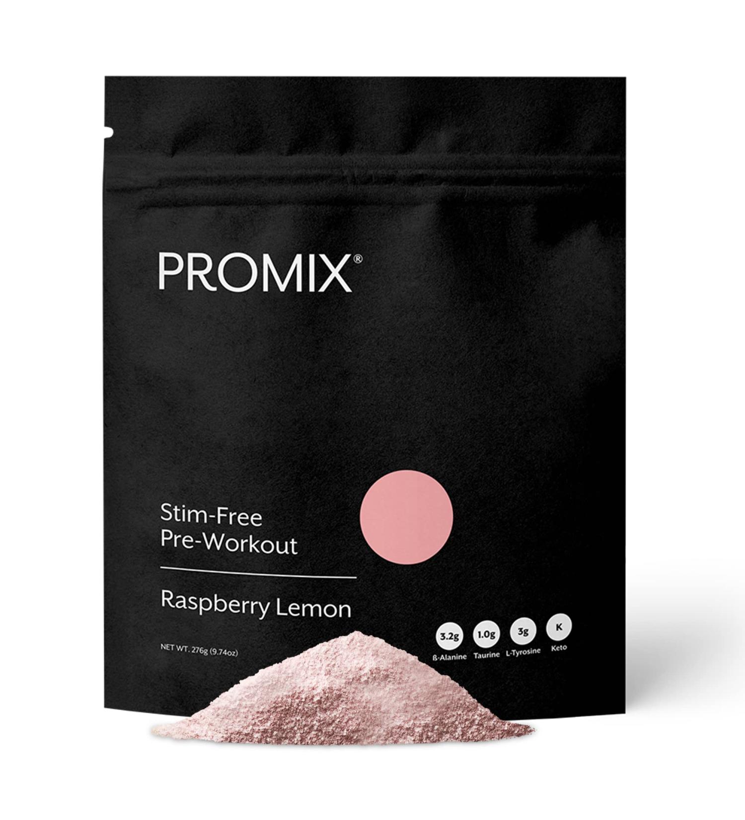 Promix Stim-Free Pre-Workout Powder Raspberry Lemon 30 Servings - Boost Focus & Energy with Vitamin B12, Taurine, Beta-Alanine, and L-Tyrosine - Gluten, Dairy, and Caffeine-Free - Buy Online on GoSupps.com