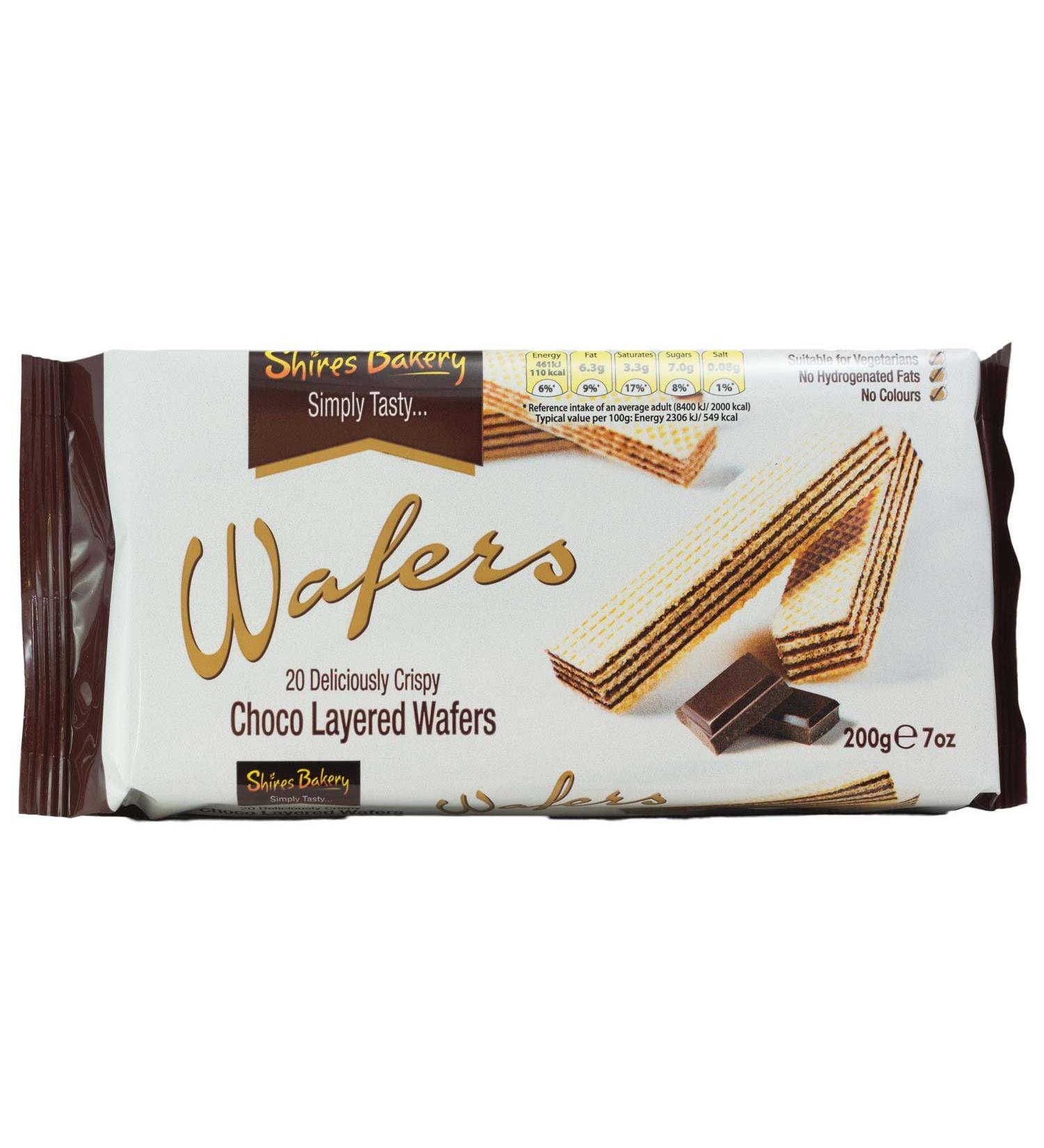 Shires 150201 Bakery Chocolate Cr me Layered Wafers 20pk 200g Aluminium White