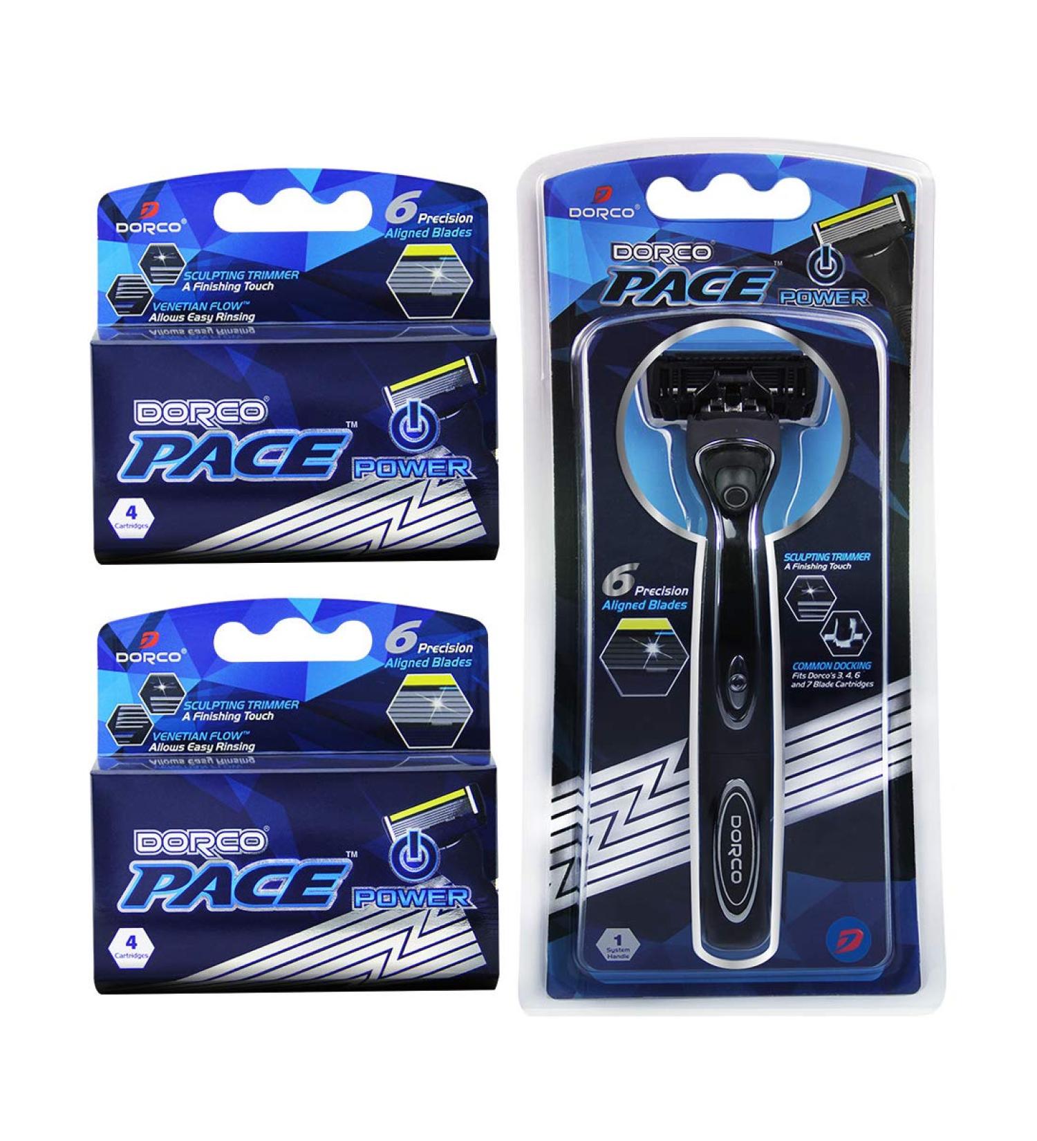Dorco Pace 6 Plus Power Razor System - 6 Blade Shaving Kit with Trimmer | 9 Cartridges + Handle - Shop Worldwide - Buy Online on GoSupps.com