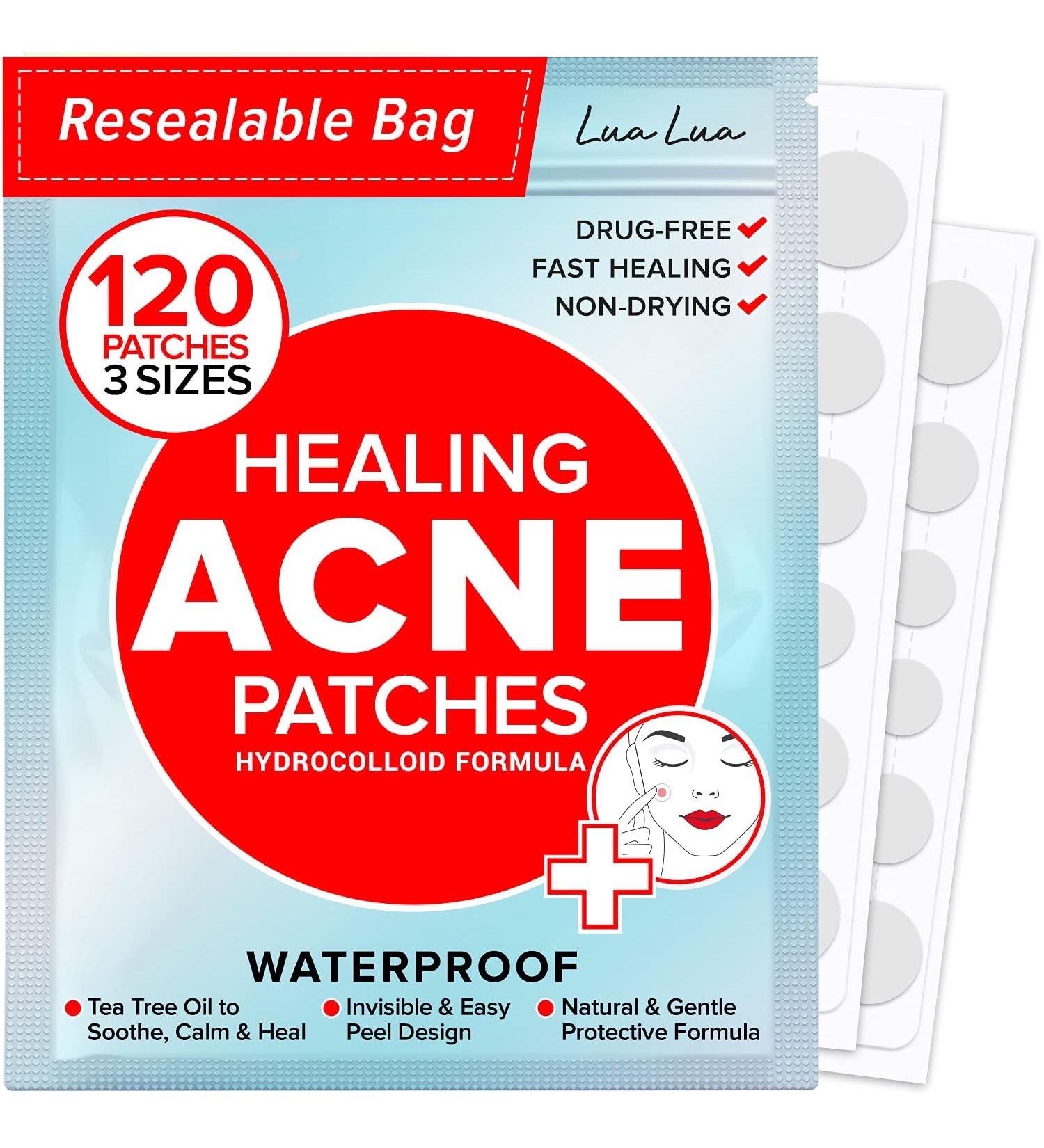 Acne Pimple Patches (120 Pack) - Invisible Hydrocolloid Bandages with Tea Tree Oil for Spot Treatment - Blemish & Zit Stickers - 3 Sizes - 120 Piece Assortment - Buy Online on GoSupps.com