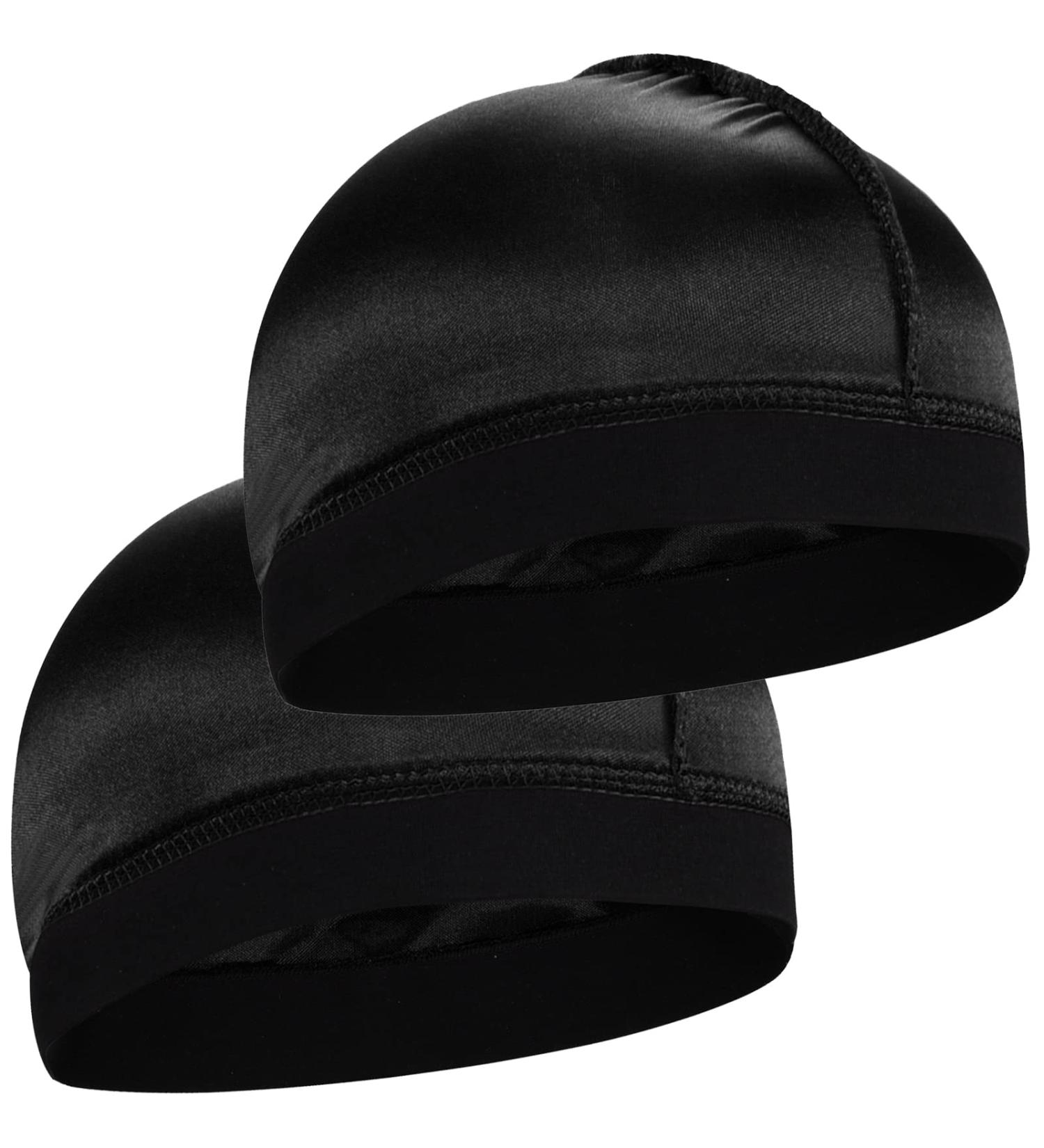 2PCS Men's Silky Stocking Wave Cap Set for Good Compression Over Durag - Black (Thick Hair Style) - Buy Online on GoSupps.com
