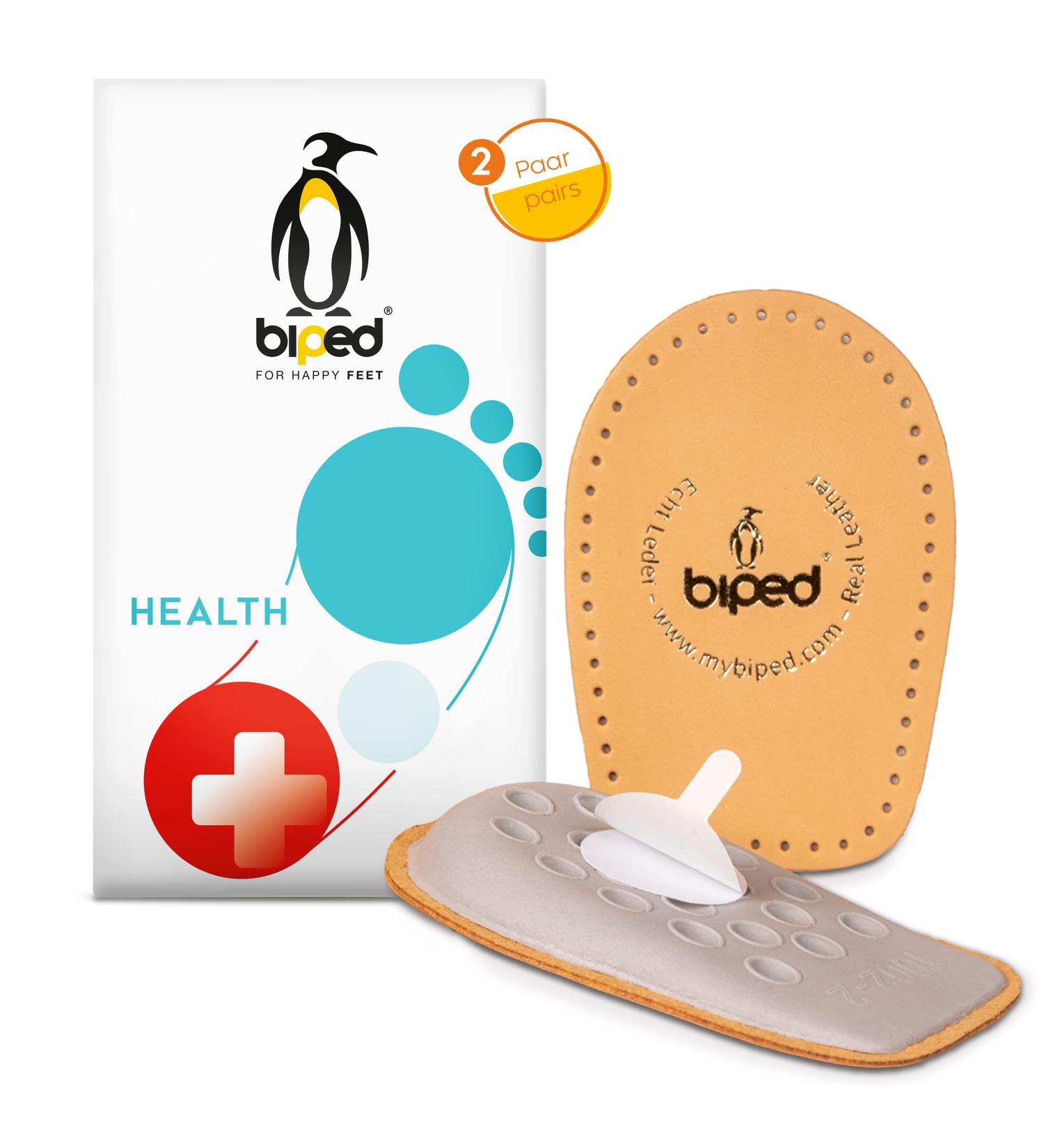 Biped Health Heel Pillows - Plant-Tanned Leather Cushion for All Shoes | Soft Self-Adhesive Latex Foam - Sizes 44-46 - Buy Online on GoSupps.com