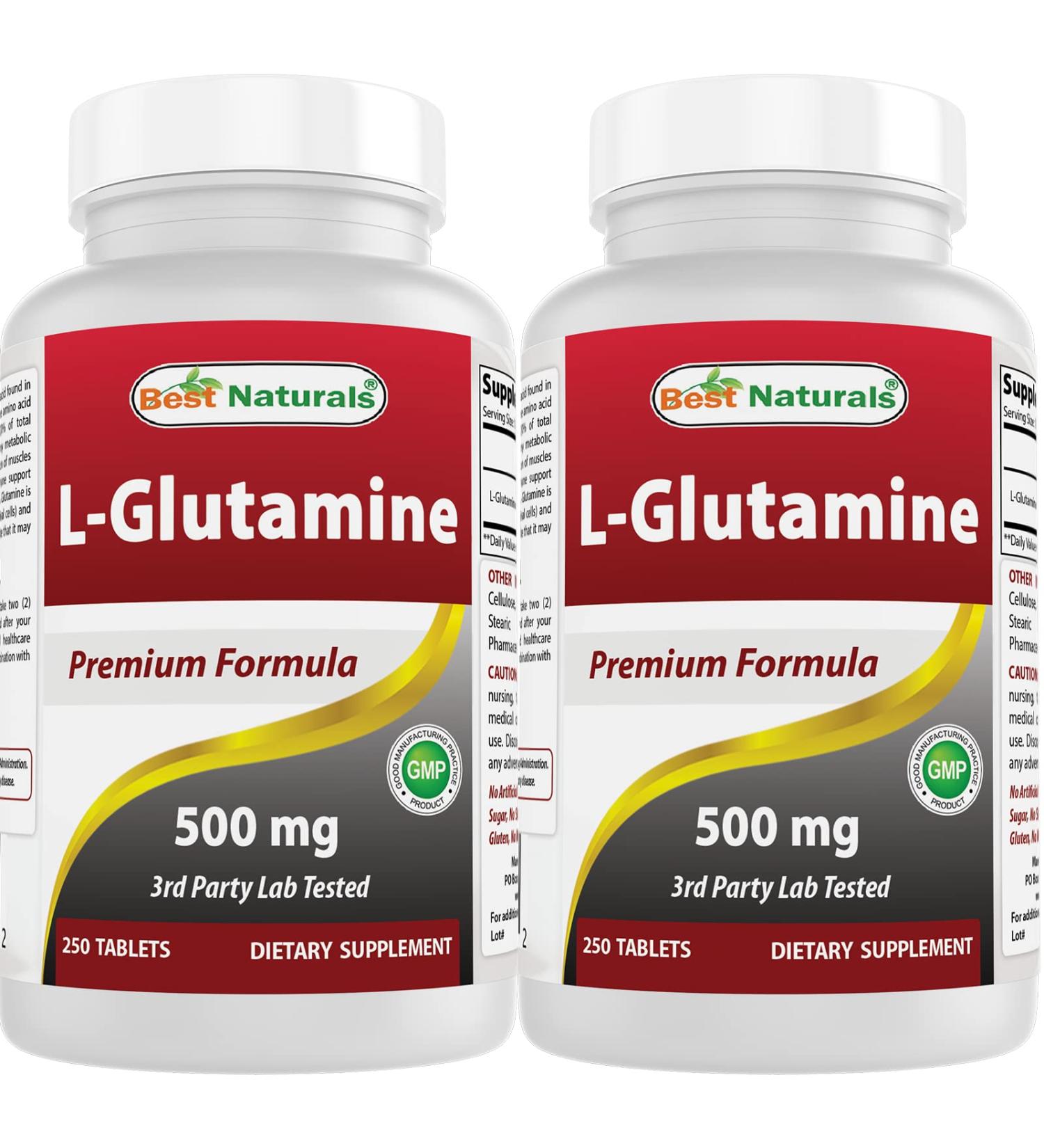 Best Naturals L-Glutamine 500mg 250 Tablets - Pack of 2 (500 Count Total) - Buy Online on GoSupps.com