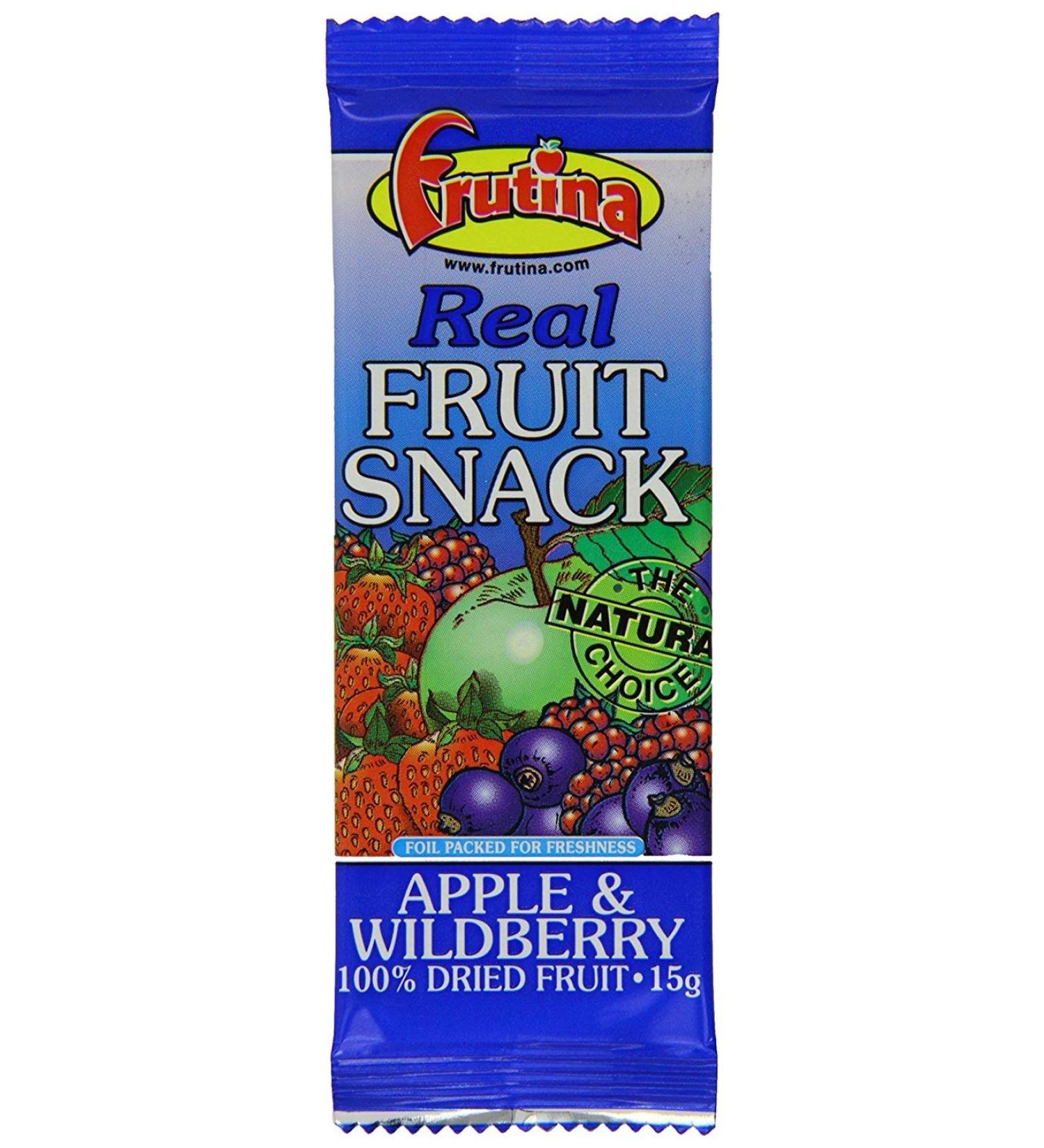 Frutina 100% Real Fruit Bars Great for Kids Vegan NO Added Junk NO preservatives NO Artificial Colours & Flavour 12 x 15g(Wildberry)