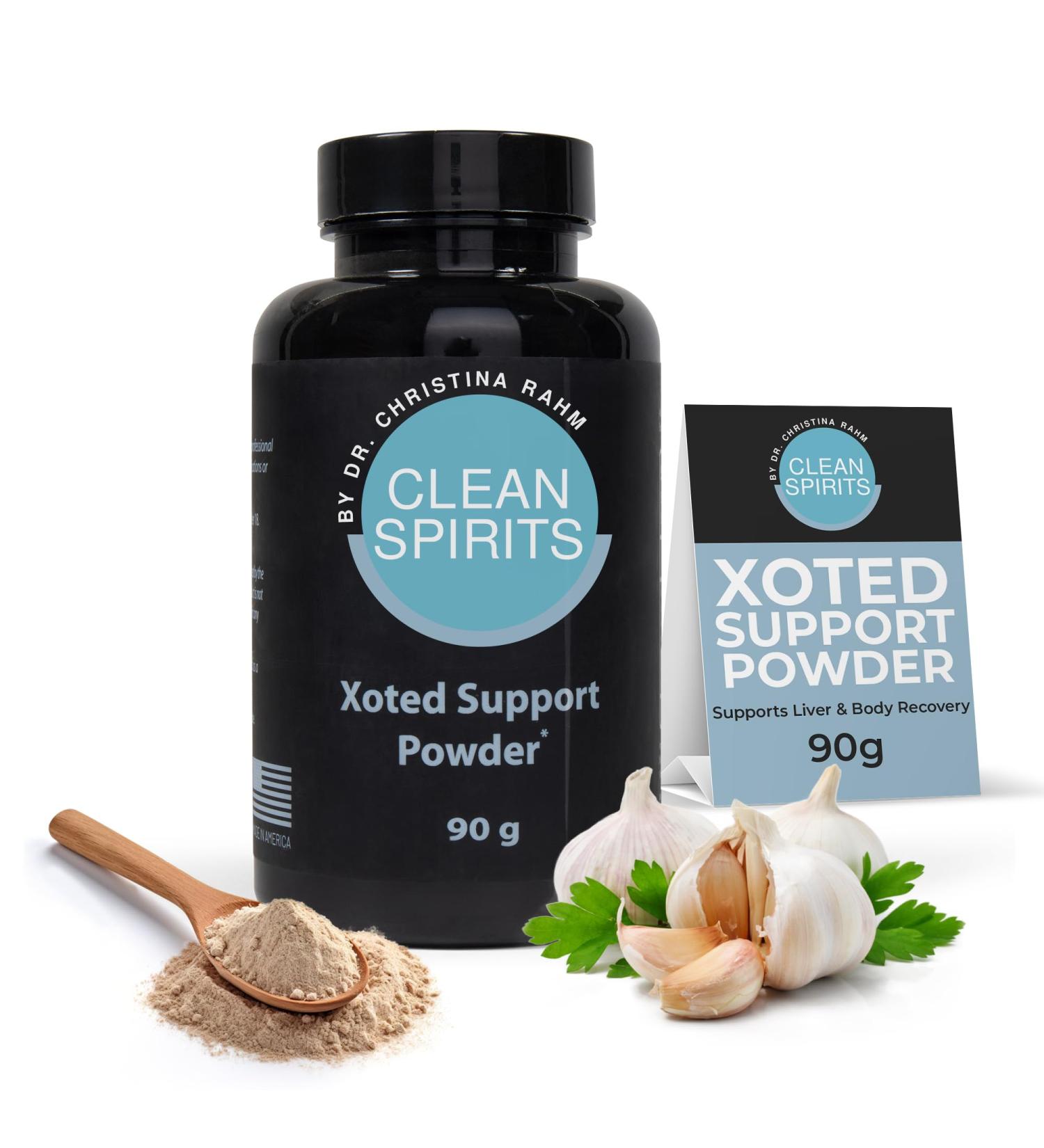 Clean Spirits Xoted Support Powder for Hangover Relief & Liver Support | with B Complex Vitamins Magnesium Vitamin E & Garlic | 30 Servings 90g - Buy Online on GoSupps.com
