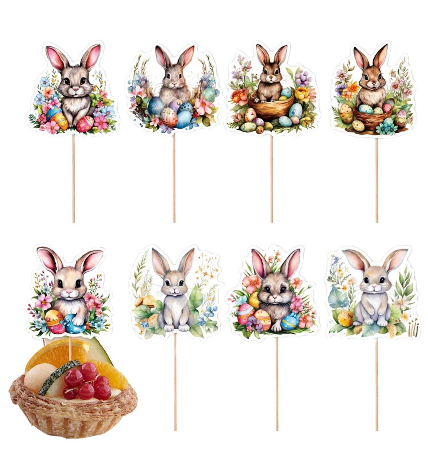 Aizuoni Easter Eggs Cupcakes Toppers Bunny Cake and Cupcake Toppers | Wafer Rice Paper Cake Toppers Decoration for Easter and Birthday - Buy Online on GoSupps.com