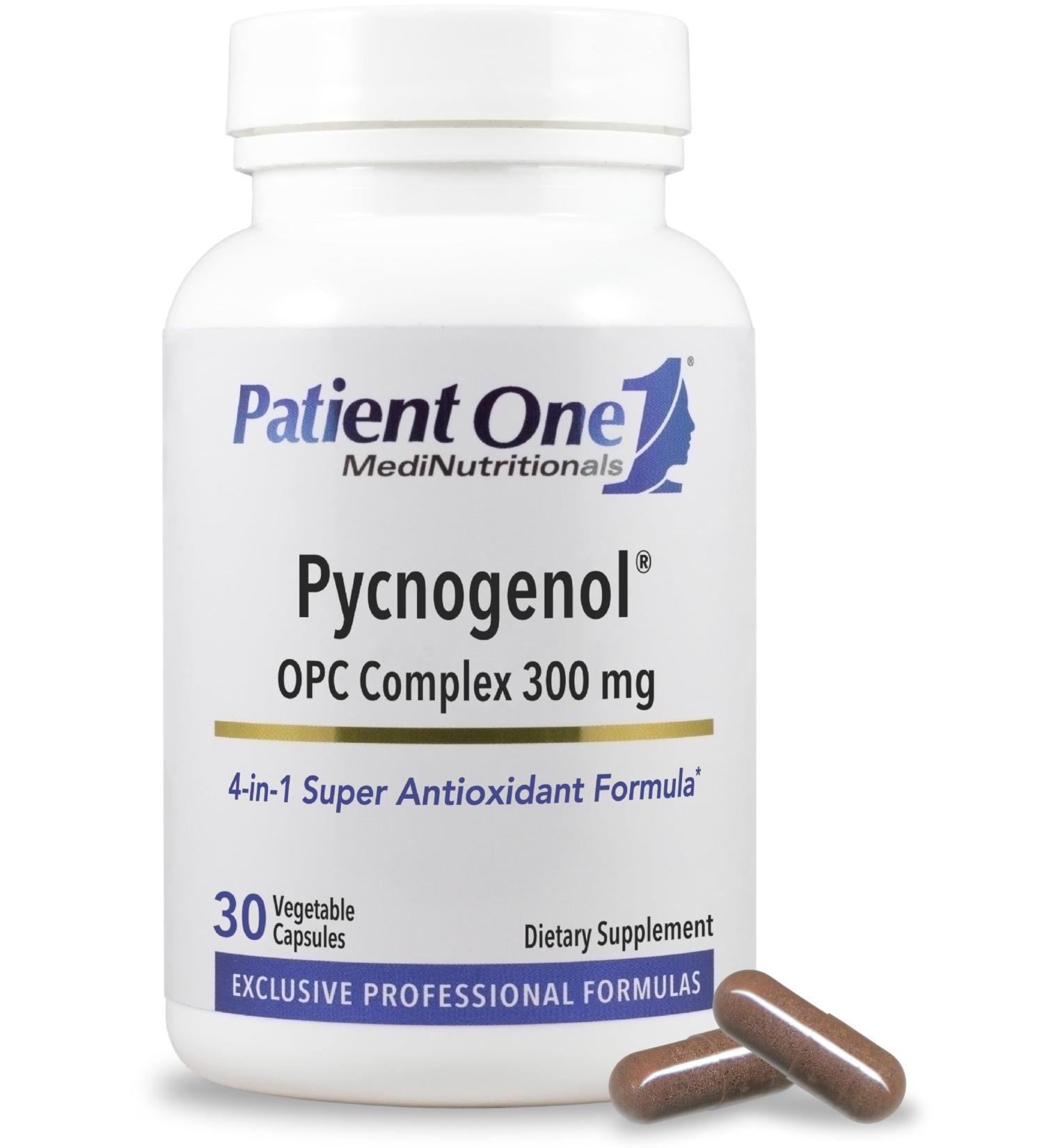 Patient One Pycnogenol OPC Complex 300mg | Supplement to Support Vascular Health and Healthy Aging* | French Maritime Pine Bark and More | 30 Capsules - Buy Online on GoSupps.com
