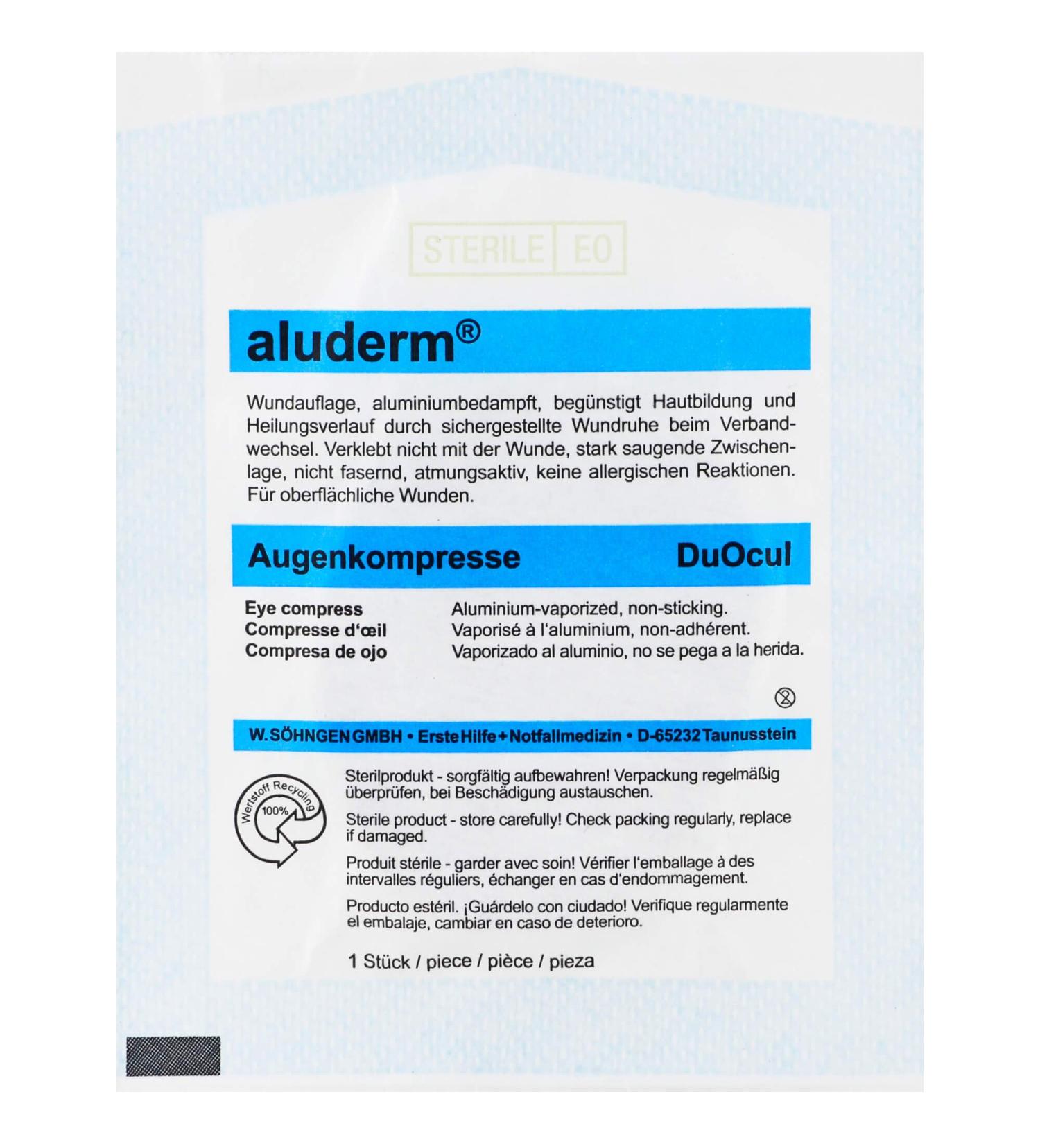 Aluderm's eye compresses duocul sterile