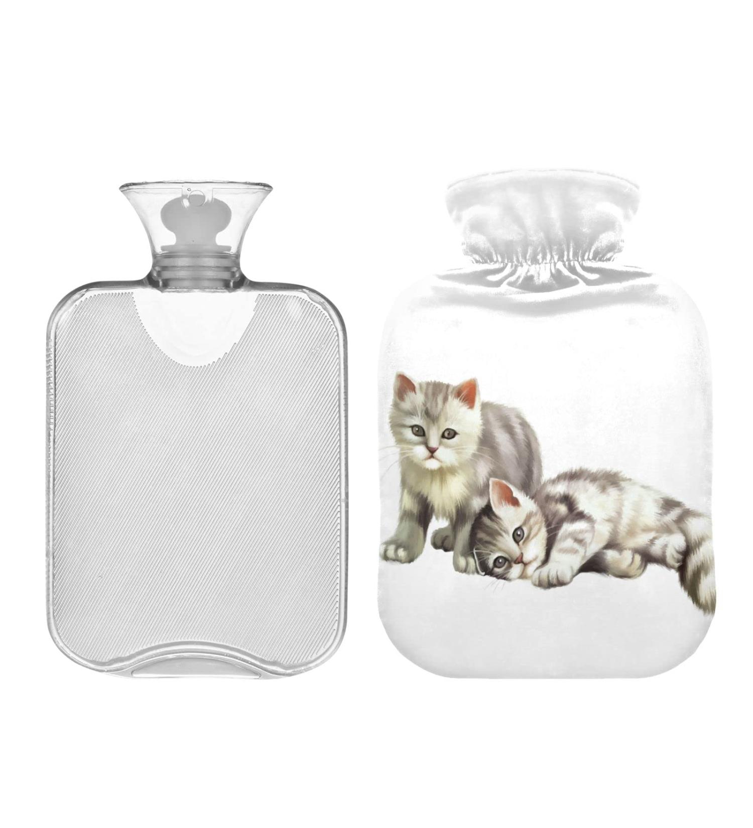 2L Cat Portrait Hot Water Bottle with Cover Pain Relief & Winter Hand/Feet Warmer - Buy Online on GoSupps.com