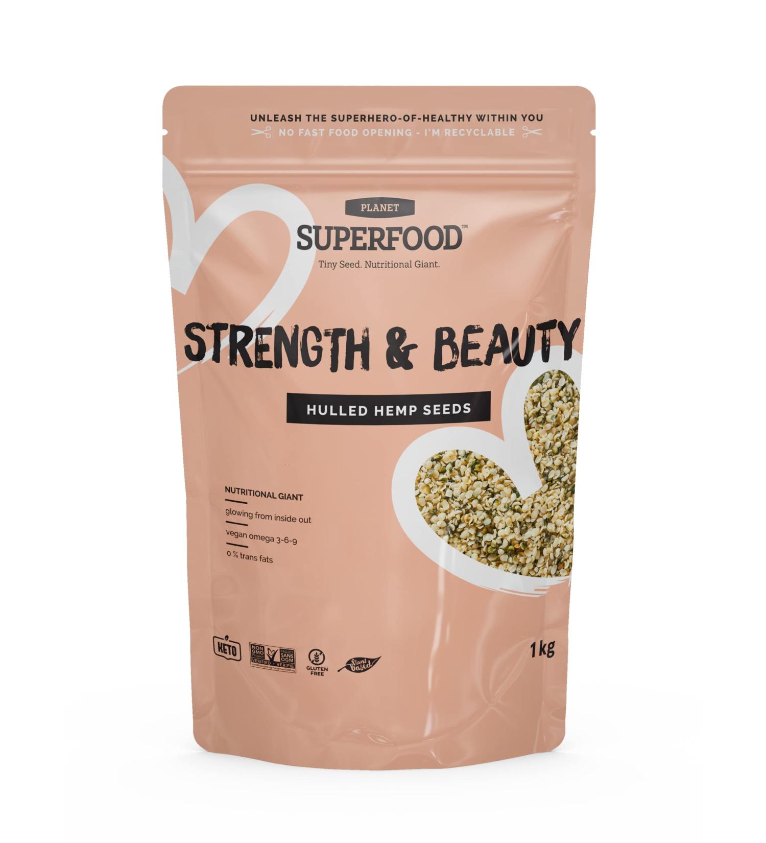 Hulled Hemp Seeds - High Protein & Omega 3, Vegan Keto Diet Friendly, Non-GMO, Gluten-Free - 1kg - Buy Online on GoSupps.com