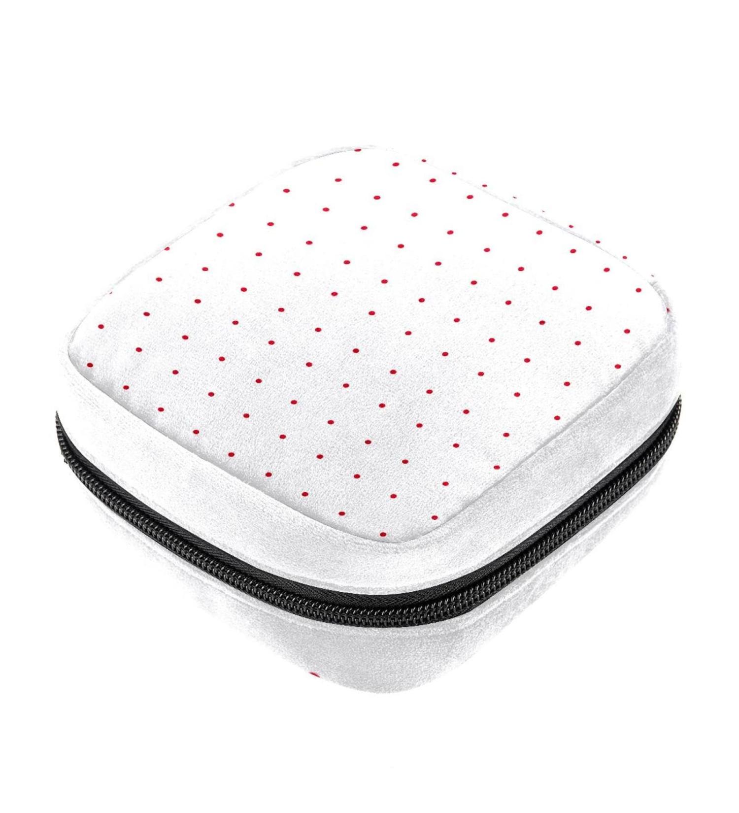 Sanitary Napkin Storage Bag | Feminine Product Pouch | Portable Period Kit Bag - Red Spot Pattern-01 - Buy Online on GoSupps.com
