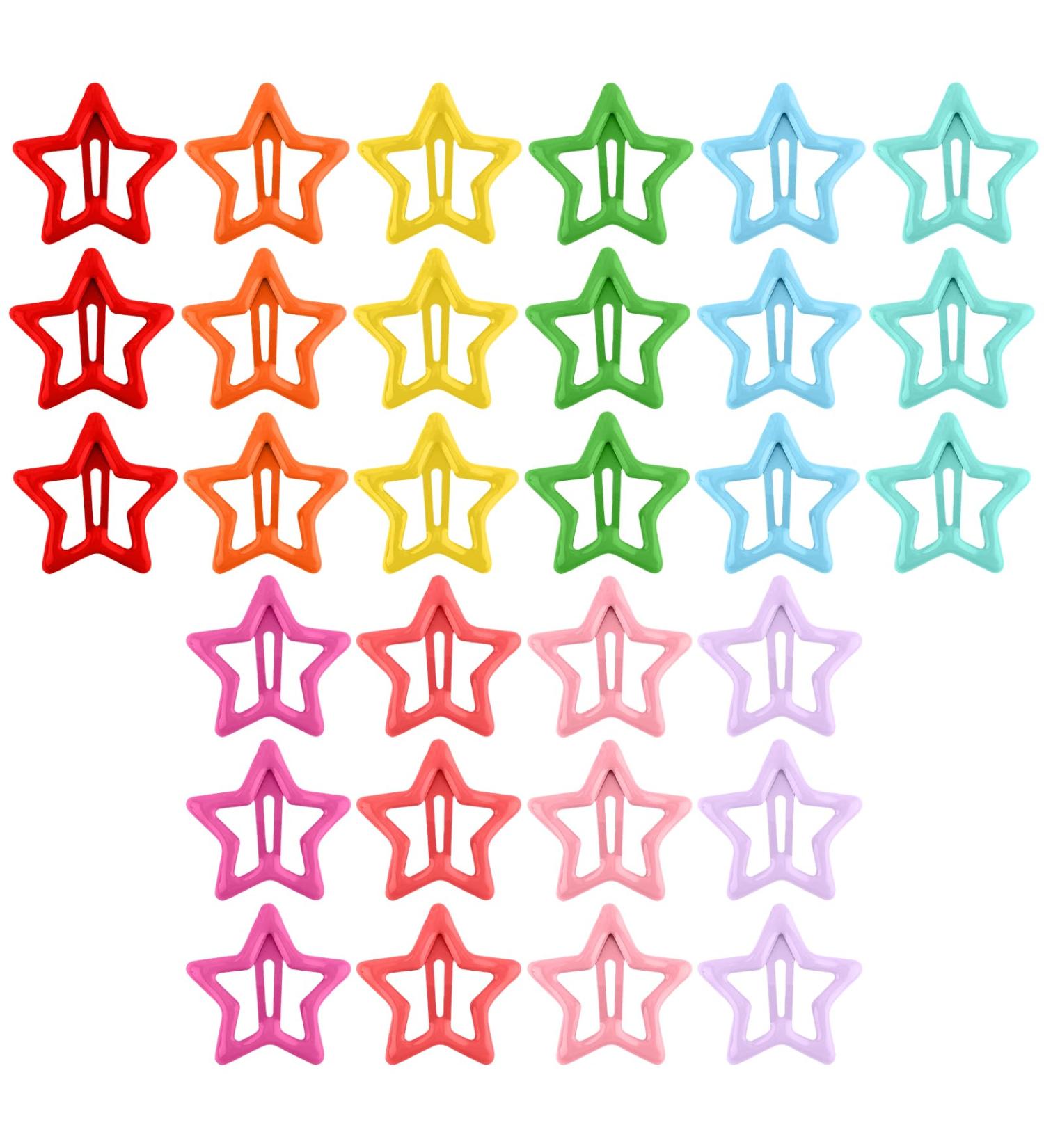 30 Piece Star Hair Clips for Girls - Cute Glitter Metal Hair Jewelry - Colorful Epoxy Resin Accessories - Buy Online on GoSupps.com