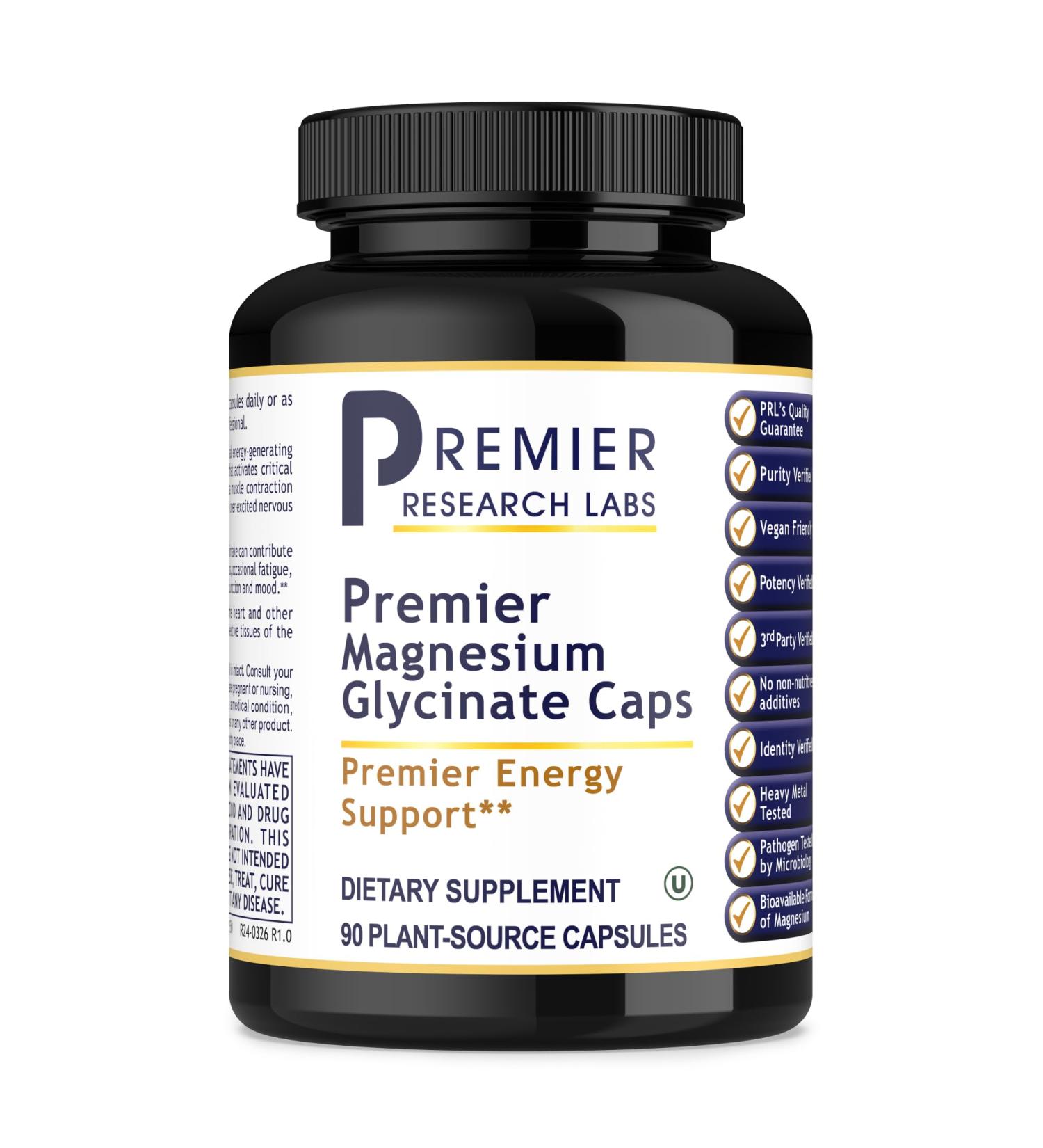 Premier Research Labs Magnesium Glycinate Supplement - Pure Magnesium High Absorption Supports Sleep Quality Chelated Vegan Third Party Tested Premier Energy Support - 90 Capsules 90 Count (Pack of 1) - Buy Online on GoSupps.com