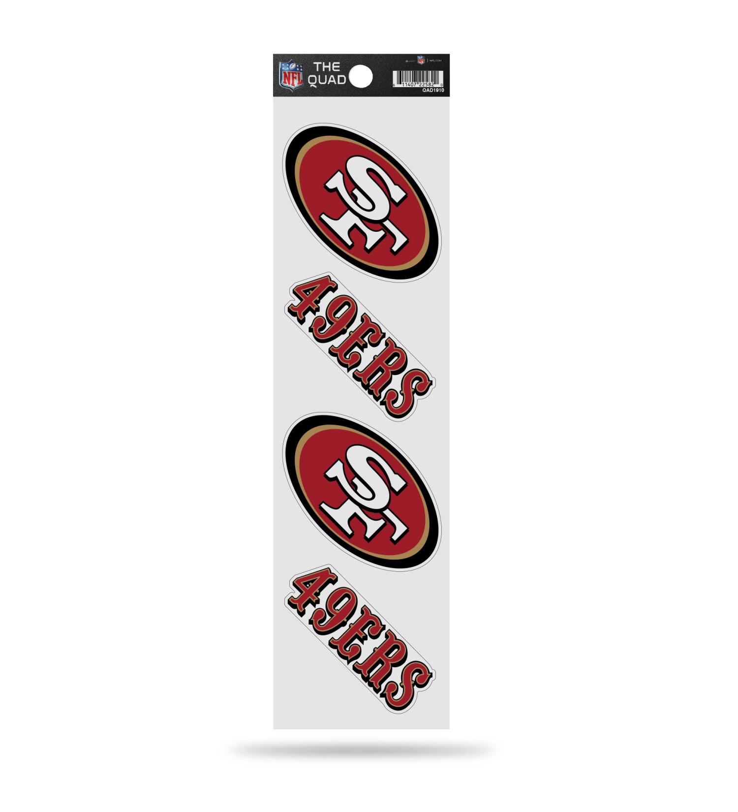 San Francisco 49ers Quad Decal - 3 x 12 White Pack of 4 | Rico Industries | International Shipping Available - Buy Online on GoSupps.com