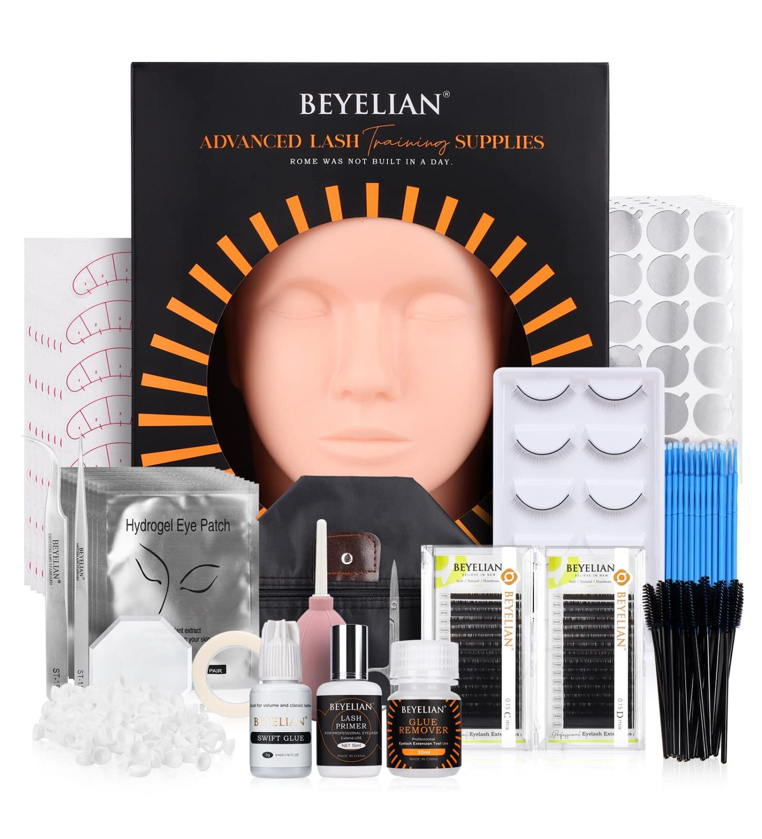 BEYELIAN Eyelash Extension Kit with Mannequin Head - Professional Training Tool (361 Pieces) - Buy Online on GoSupps.com