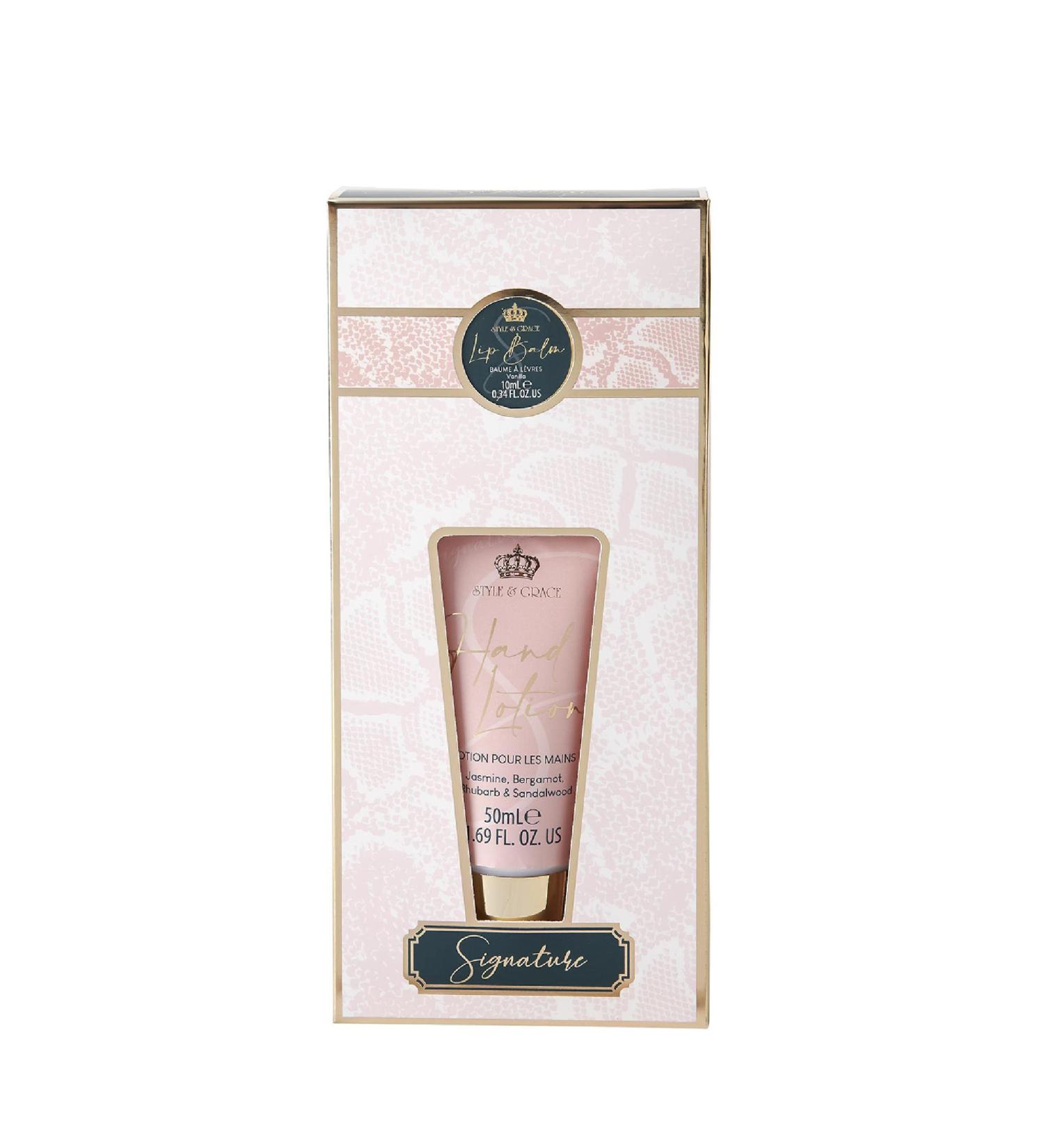Style & Grace Signature Beauty Rescue Set Eco Packaging Hand Cream 50ml + Lip Balm 10ml – Vanilla