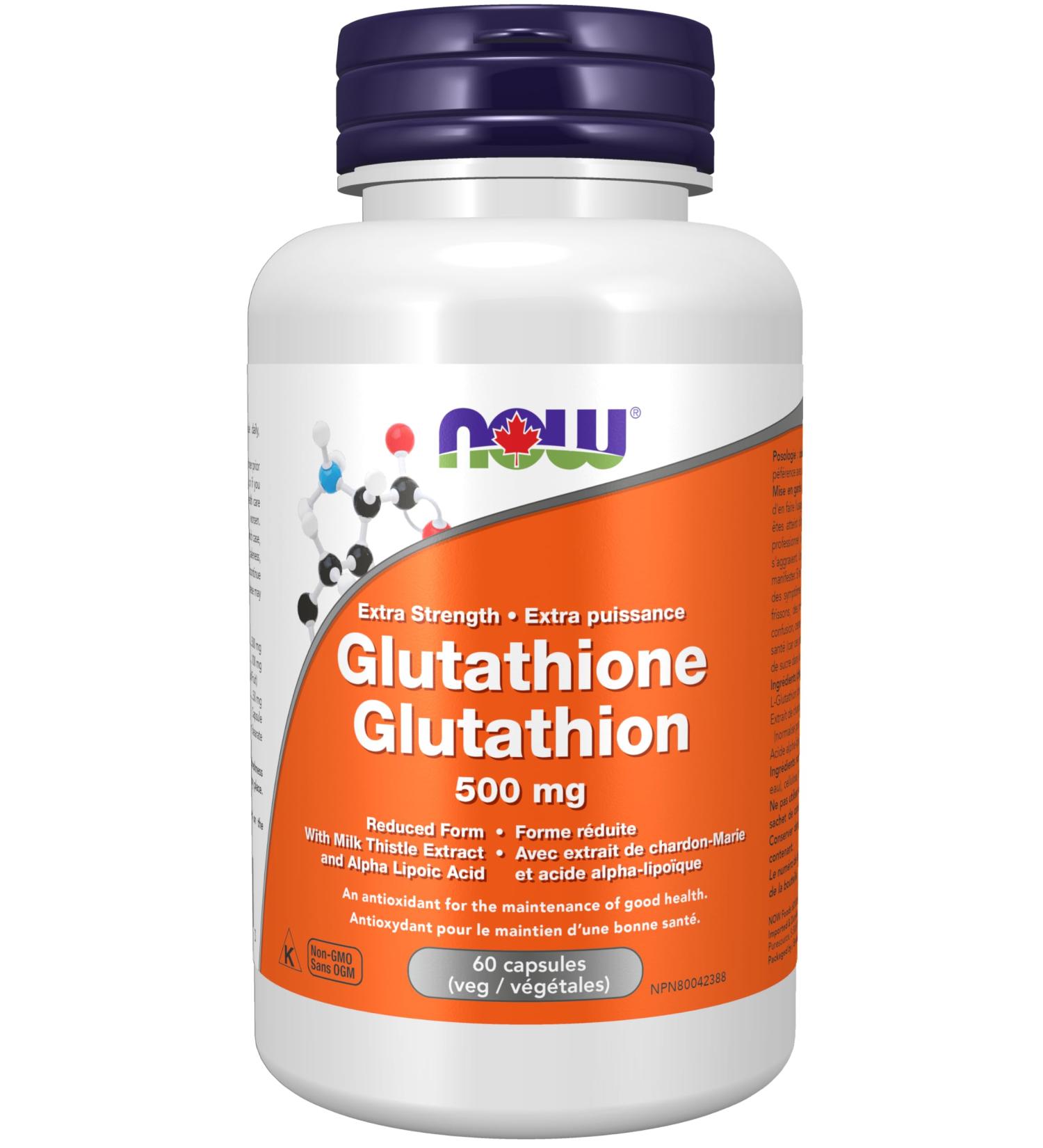 NOW glutathione 500mg with Silymarin & Alpha Lipoic Acid 60 Veg Capsules 60 count - Buy Online on GoSupps.com