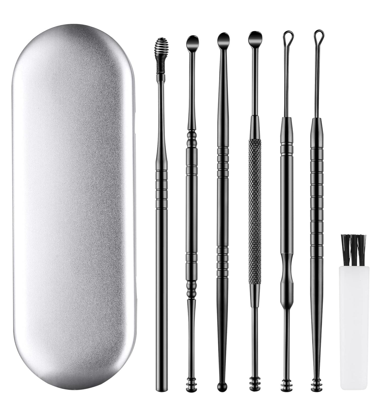 Buy Safe Ear Cleaning Kit | Painless Ear Wax Removal Tool | Easy to Use Earwax Removal Kit with Storage Box & Brush (Black - Buy Online on GoSupps.com