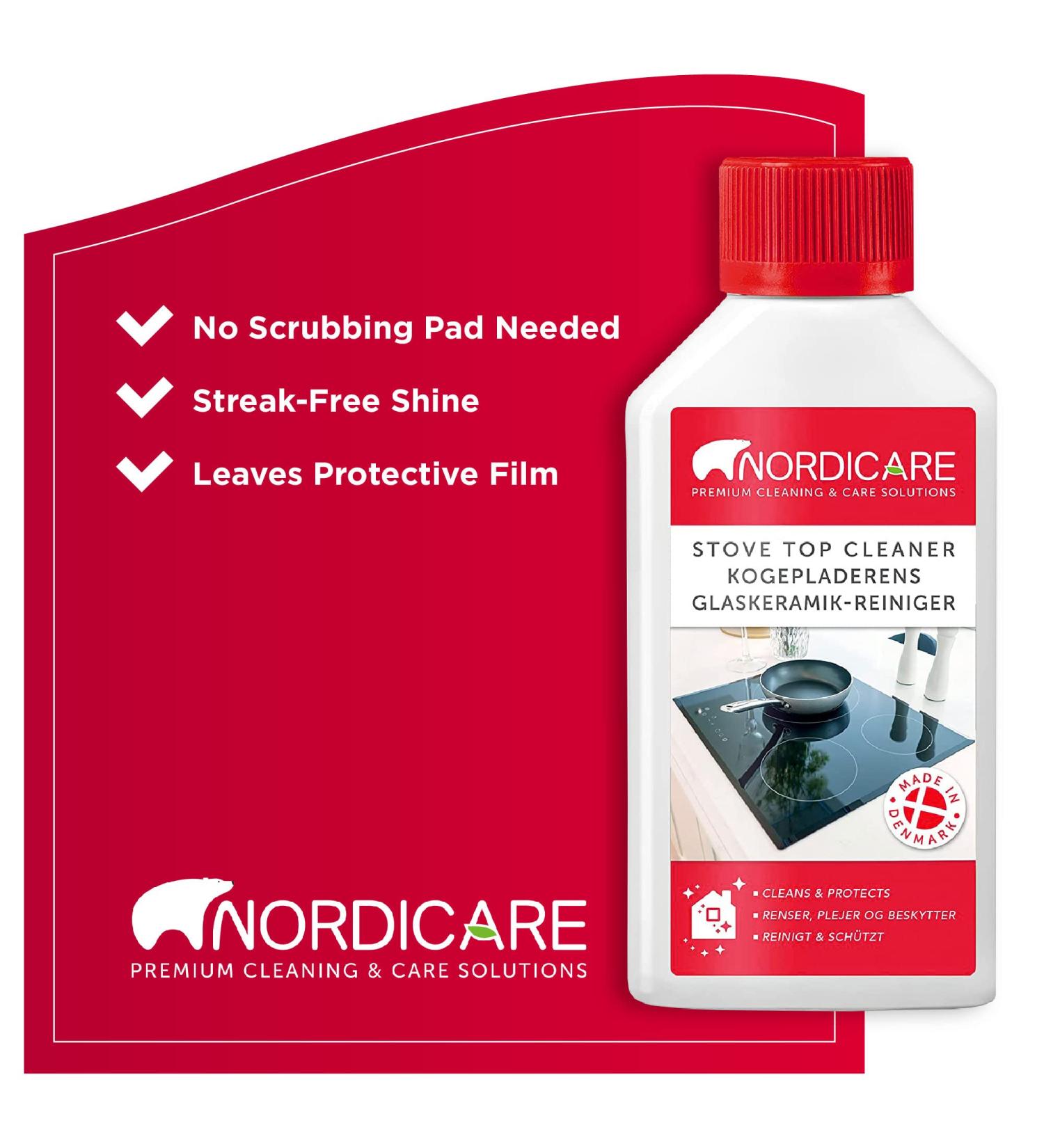 Nordicare Stove Top Cleaner Glass Ceramic - Induction Cooktop Polish & Protector 500ml - No Scrubbing Pad - Protective Film - Made In Denmark - Buy Online on GoSupps.com