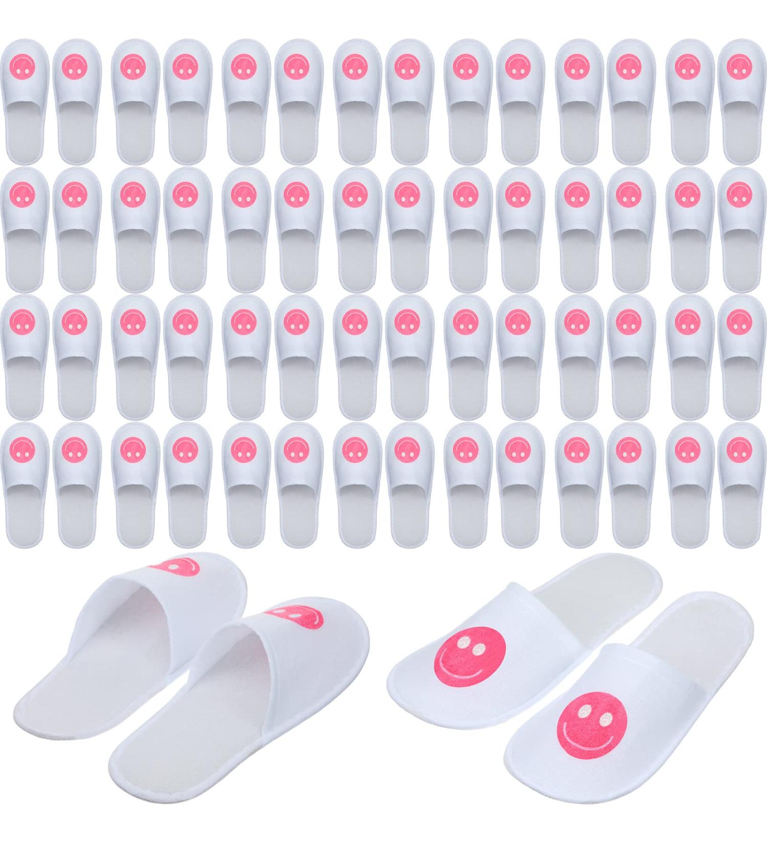 Jeyiour 30 Pairs Disposable Smile Face Spa Slippers - Bulk Guest House Slippers for Men and Women - Perfect for Hotels, Travel, and Indoor/Outdoor Use - Buy Online on GoSupps.com