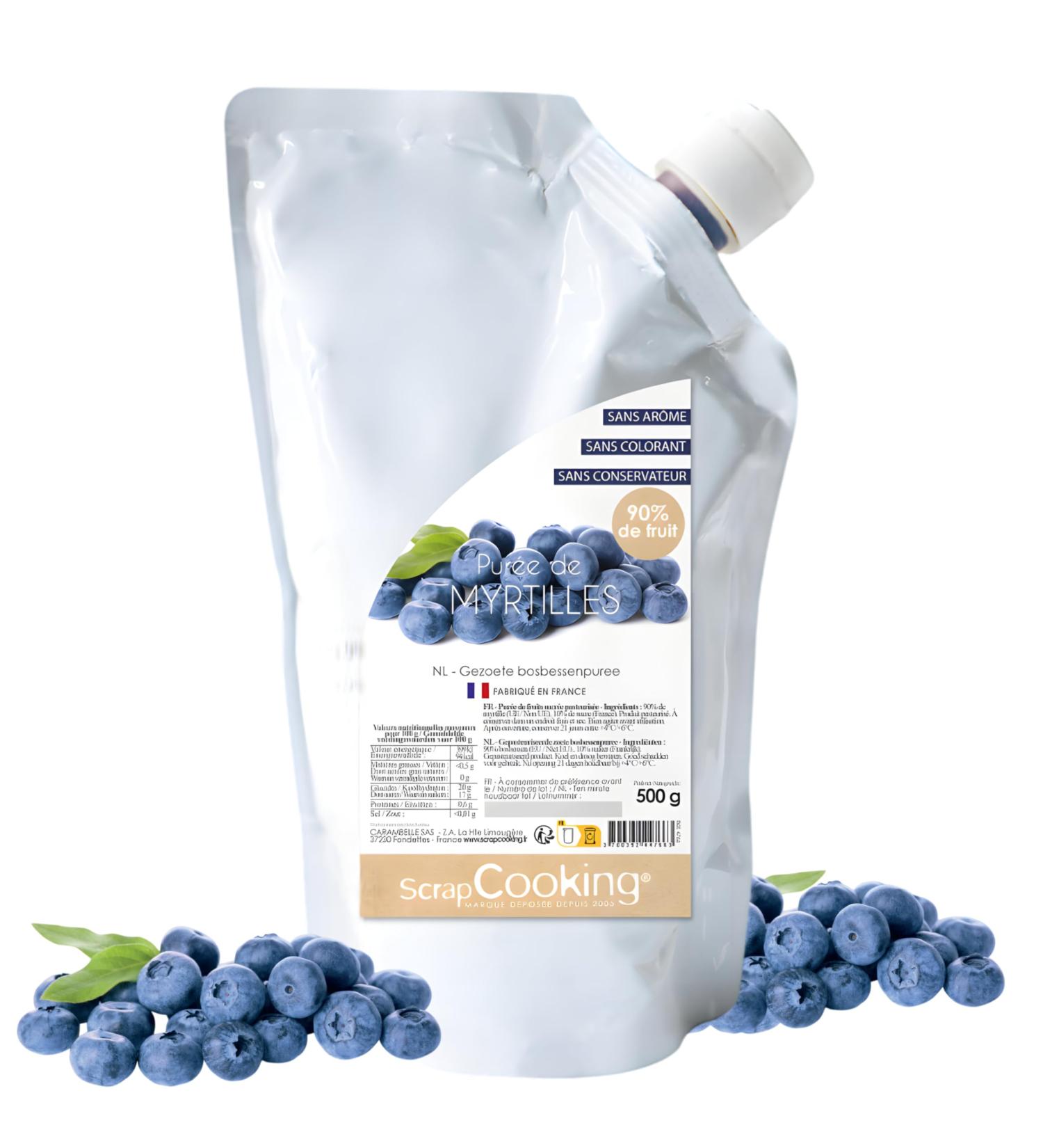 ScrapCooking - Pur e de Myrtilles 500 g - Pur e de Fruit pour P tisserie - Macarons Mousses Gel es G teaux Ganaches Nappages Coulis Glaces Cocktails - Fabriqu e en France - 4766 - Buy Online on GoSupps.com