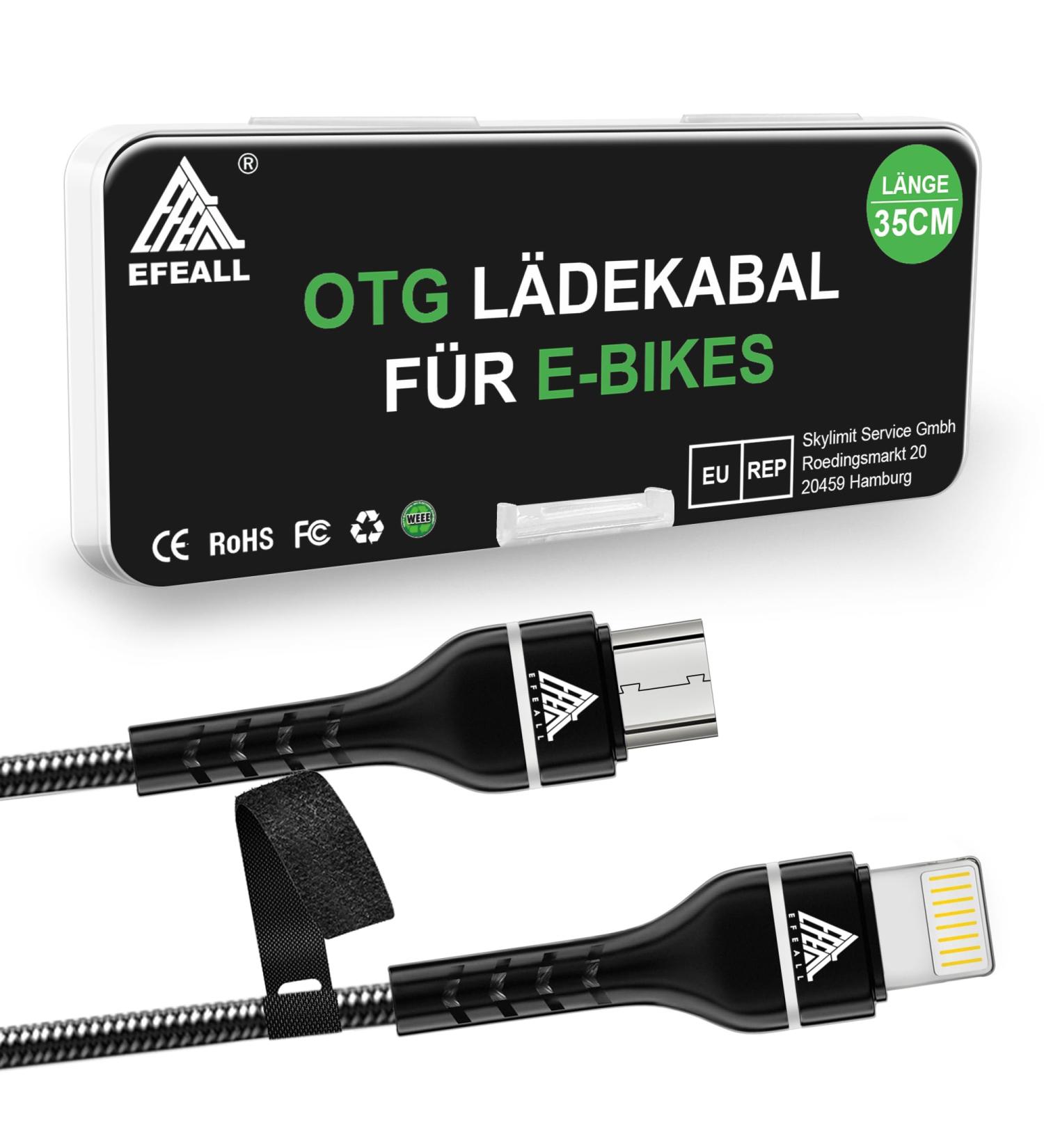 Buy EFEALL E-bike Charging Cable for Bosch Intuvia Kiox Nyon - Lightning & Micro USB - 35cm OTG Function for Bicycle Computers - Buy Online on GoSupps.com