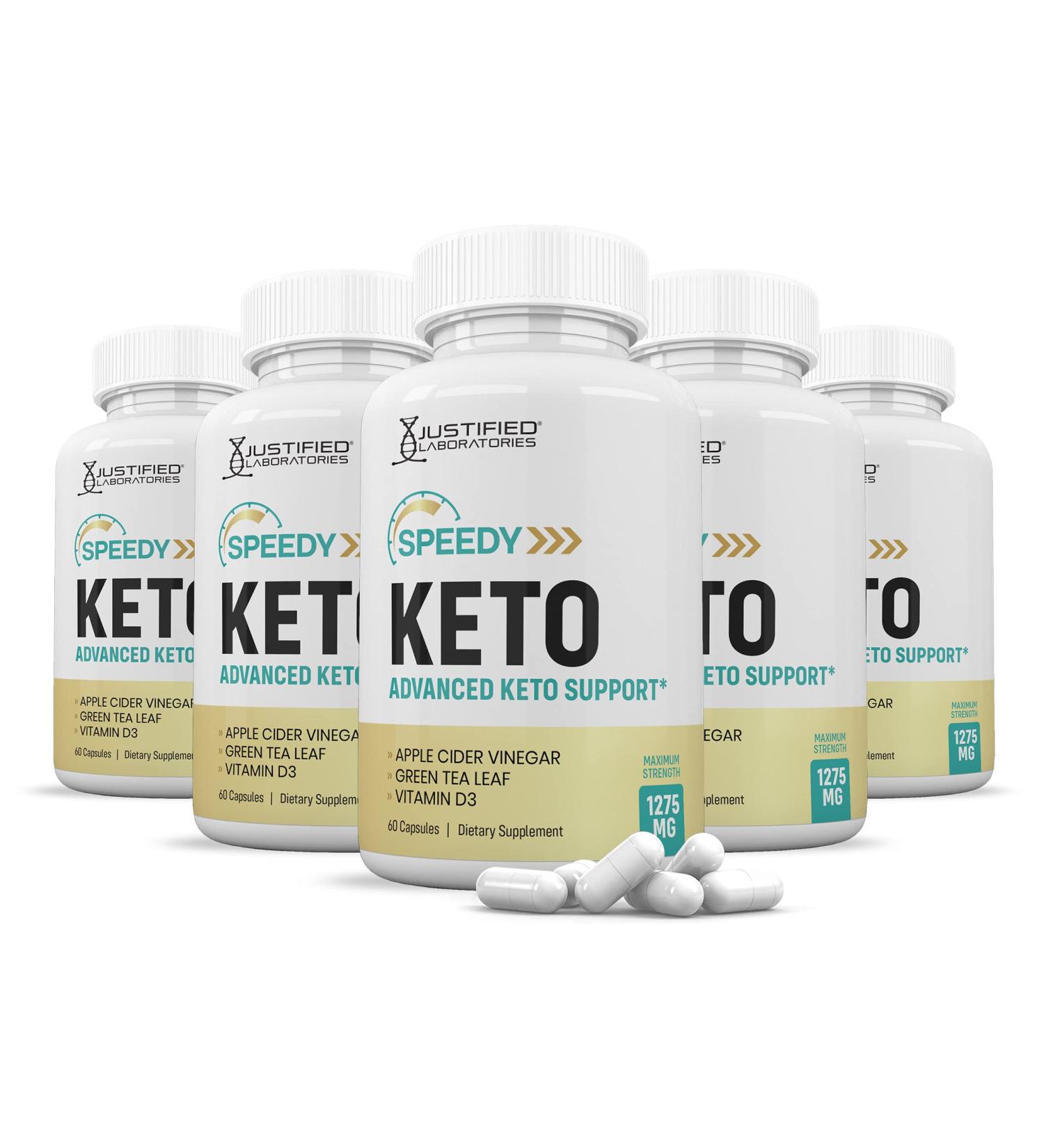 Justified Laboratories (5 Pack) Speedy Keto ACV Pills 1275MG Formulated with Apple Cider Vinegar Keto Support Blend Alternative to Gummies 300 Capsules - Buy Online on GoSupps.com
