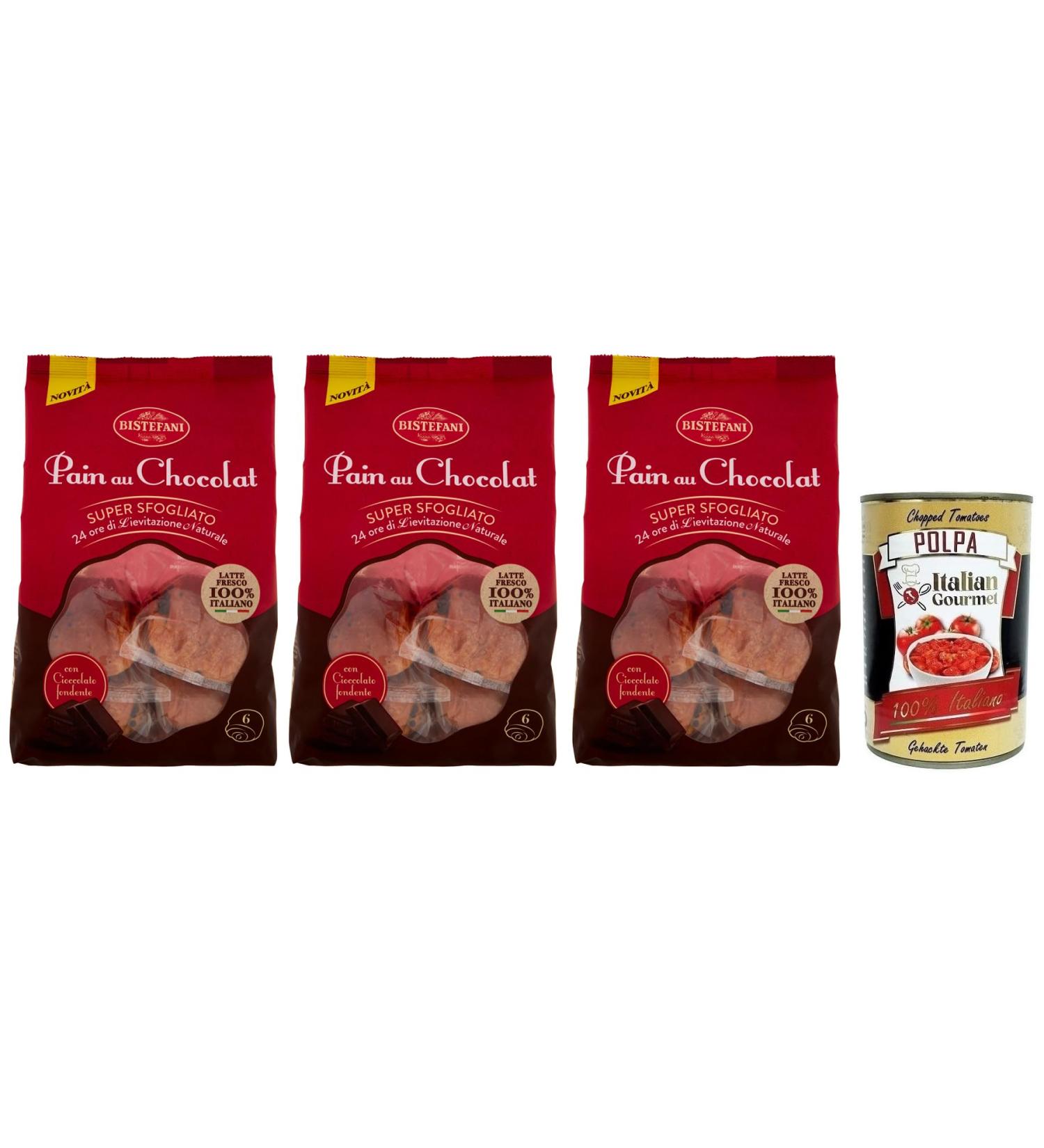Italian Gourmet E.R. Bistefani Pain au Chocolat Pack of 3 naturally tangy baked goods filled with chocolate chips 270g pack each pack contains 6 pain au chocolat (45g each) + box - Buy Online on GoSupps.com