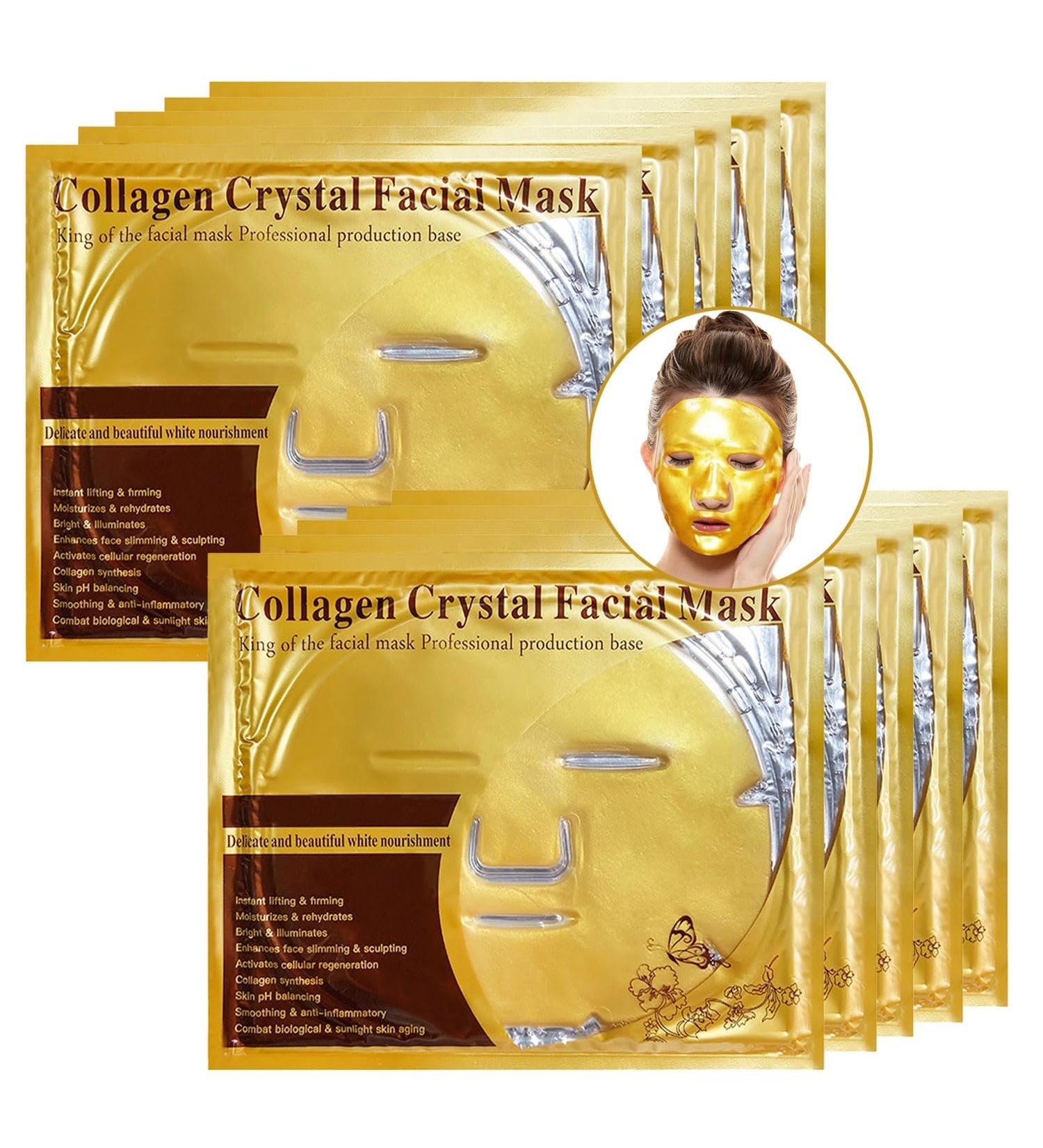 10x Crystal 24K Gold Powder Gel Collagen Face Mask Masks Sheet Patch Anti Ageing Aging Skincare Anti Wrinkle Moisturising Moisture Hydrating Uplifting Whitening Remove Blemishes & Blackheads 10 Pairs - Buy Online on GoSupps.com