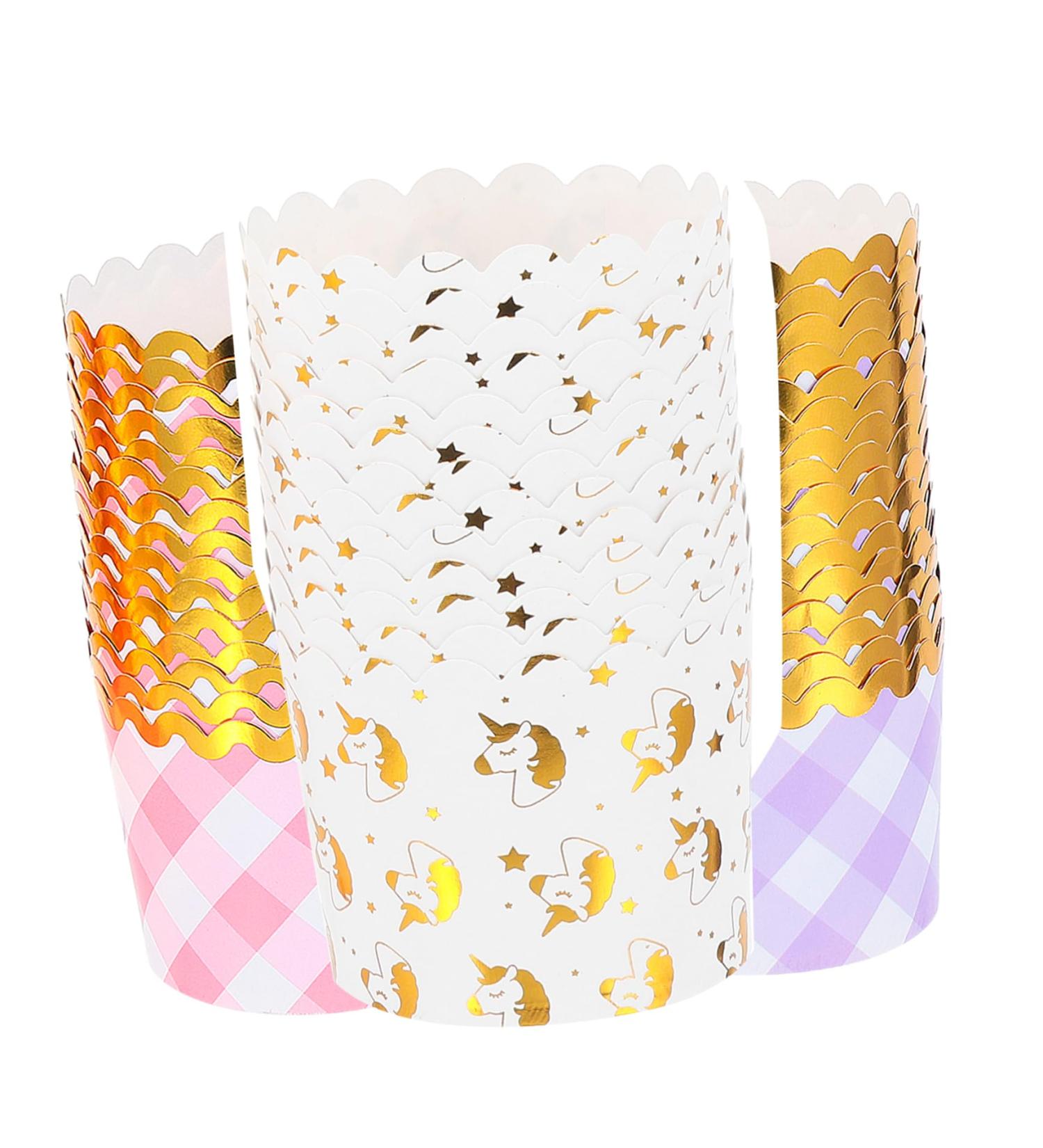 OUNONA 50 Pcs Unicorn Muffin Cup Cupcake Cup Cupcake Sleeve Wedding Cake Stands Muffin Paper Case Muffins Cups Crystal Candy Dish Garlic Holder Paper Cups Baking Cups Disposable Lining 6X5.4X5.4CM Assorted Color - Buy Online on GoSupps.com