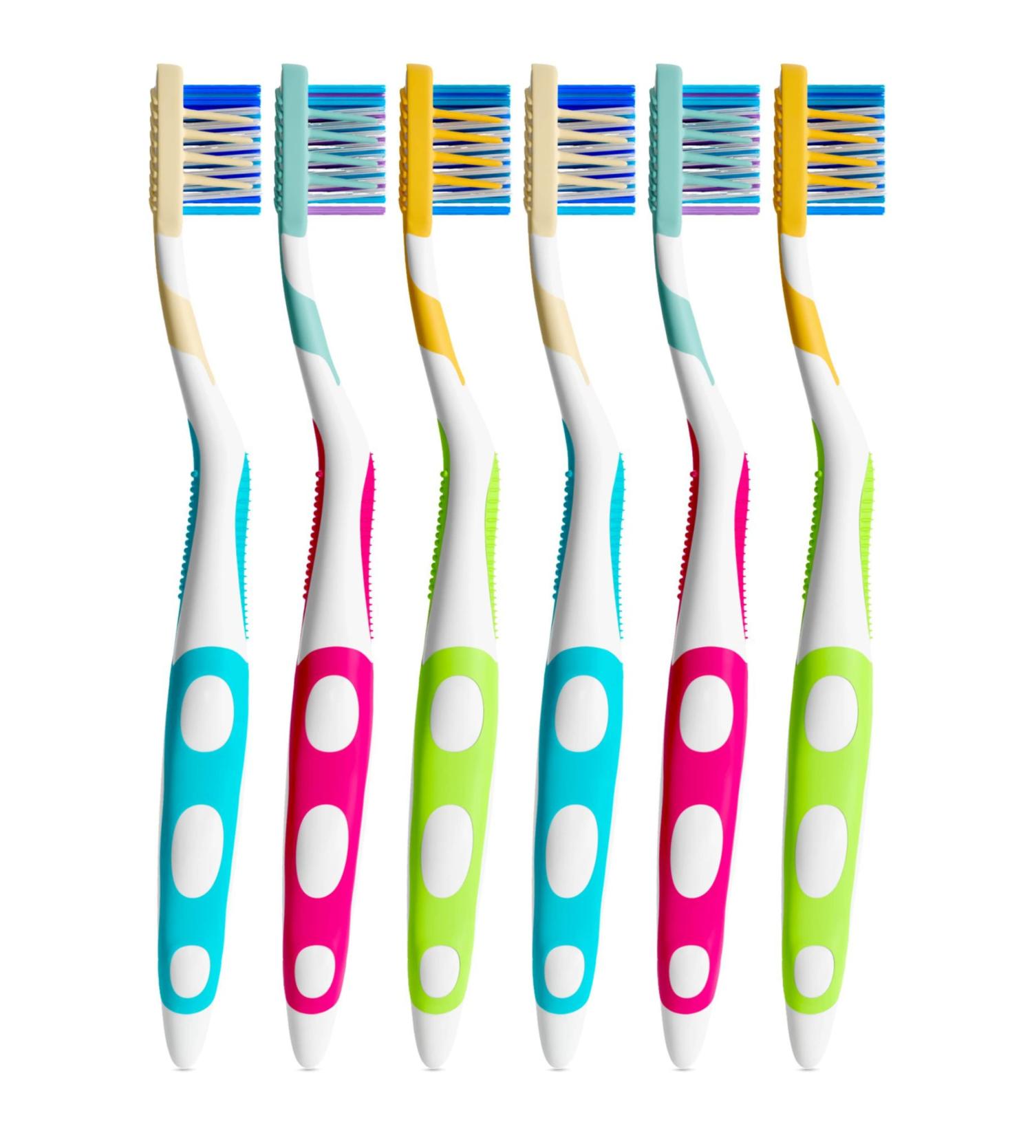 6 Pack of Reusable Medium Soft Toothbrushes with Nylon Bristles - Individually Wrapped for Oral Hygiene and Dental Health by Blasting Health - Buy Online on GoSupps.com