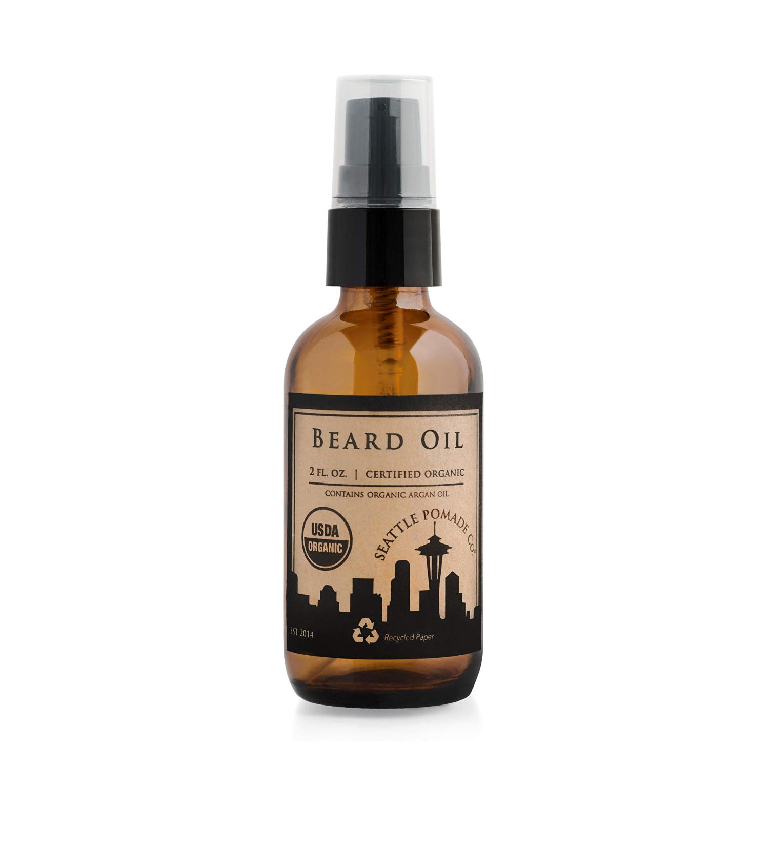 Seattle Pomade Co. Organic Beard Oil for Men | Promote Growth Soften Facial Hair & Soothe Skin | Argan & Castor Oil Formula - Buy Online on GoSupps.com