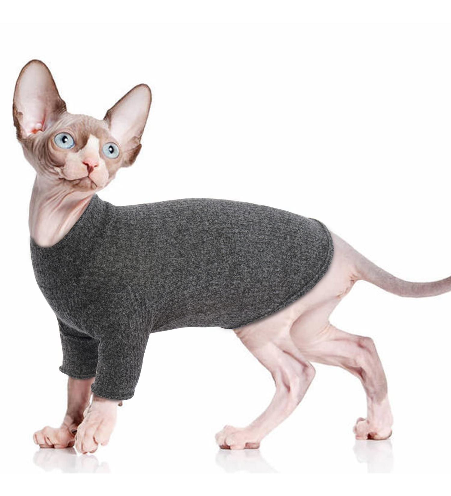 Buy Pumyporeity Sphynx Hairless Cat Cotton Clothes | Cute Turtleneck Sweater | Breathable XL T-Shirt & Vest for Kittens - Soft Clothing in Black - Buy Online on GoSupps.com