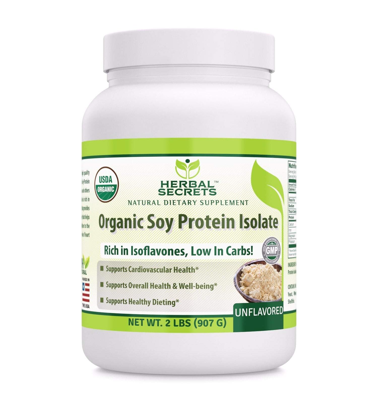 Herbal Secrets Organic Soy Protein Isolate 2lbs - Non-GMO, Unflavoured | Supports Cardiovascular Health and Overall Well-being | Promotes Healthy Dieting - Buy Online on GoSupps.com