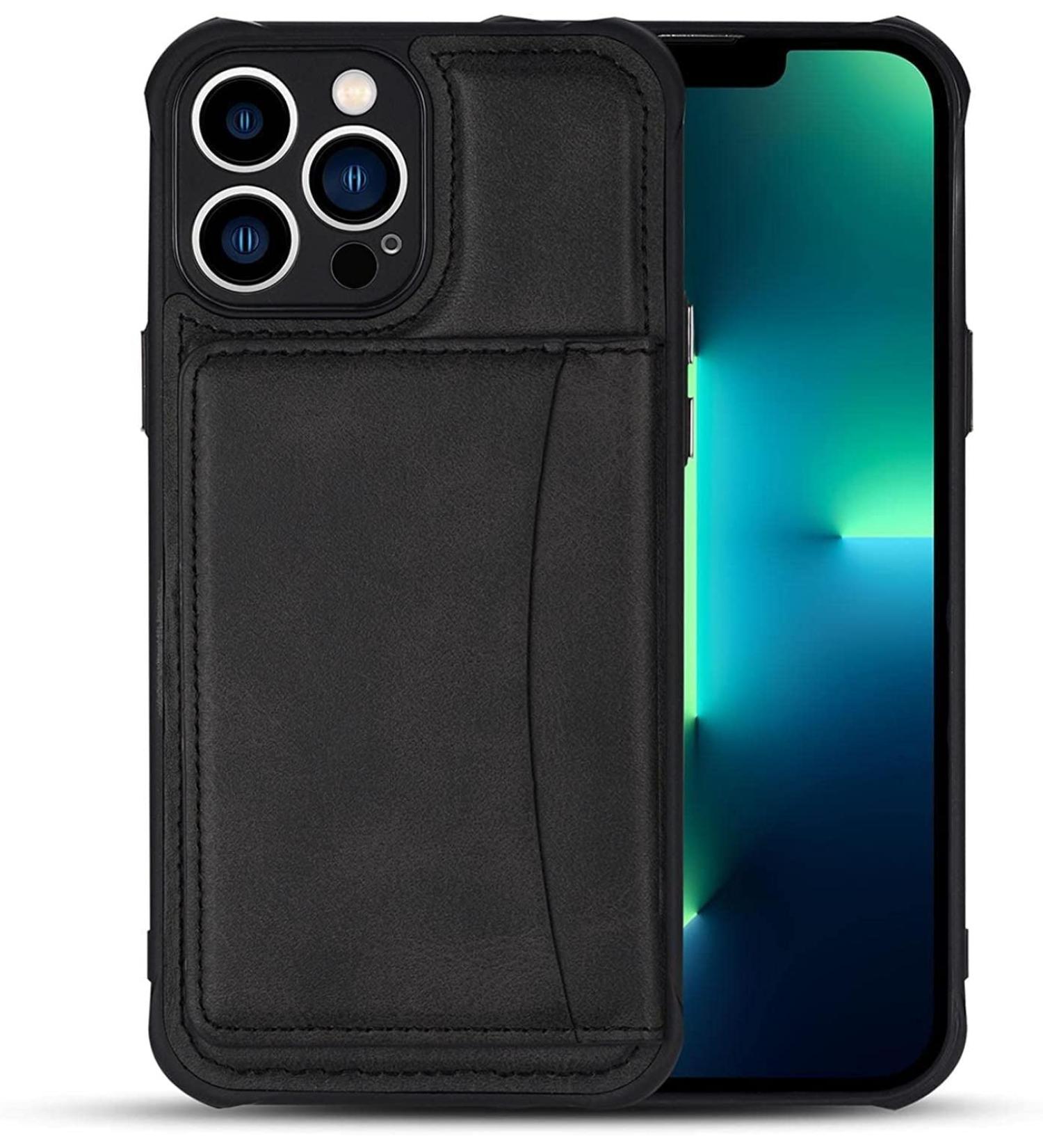 BRART Wallet Case for iPhone 13 Pro Max/13 Pro/13 with Credit Card Holder Premium Leather Magnetic Clasp Kickstand Shockproof Back Cover (Color : Black Size : 13 6.1") 13 6.1" Black