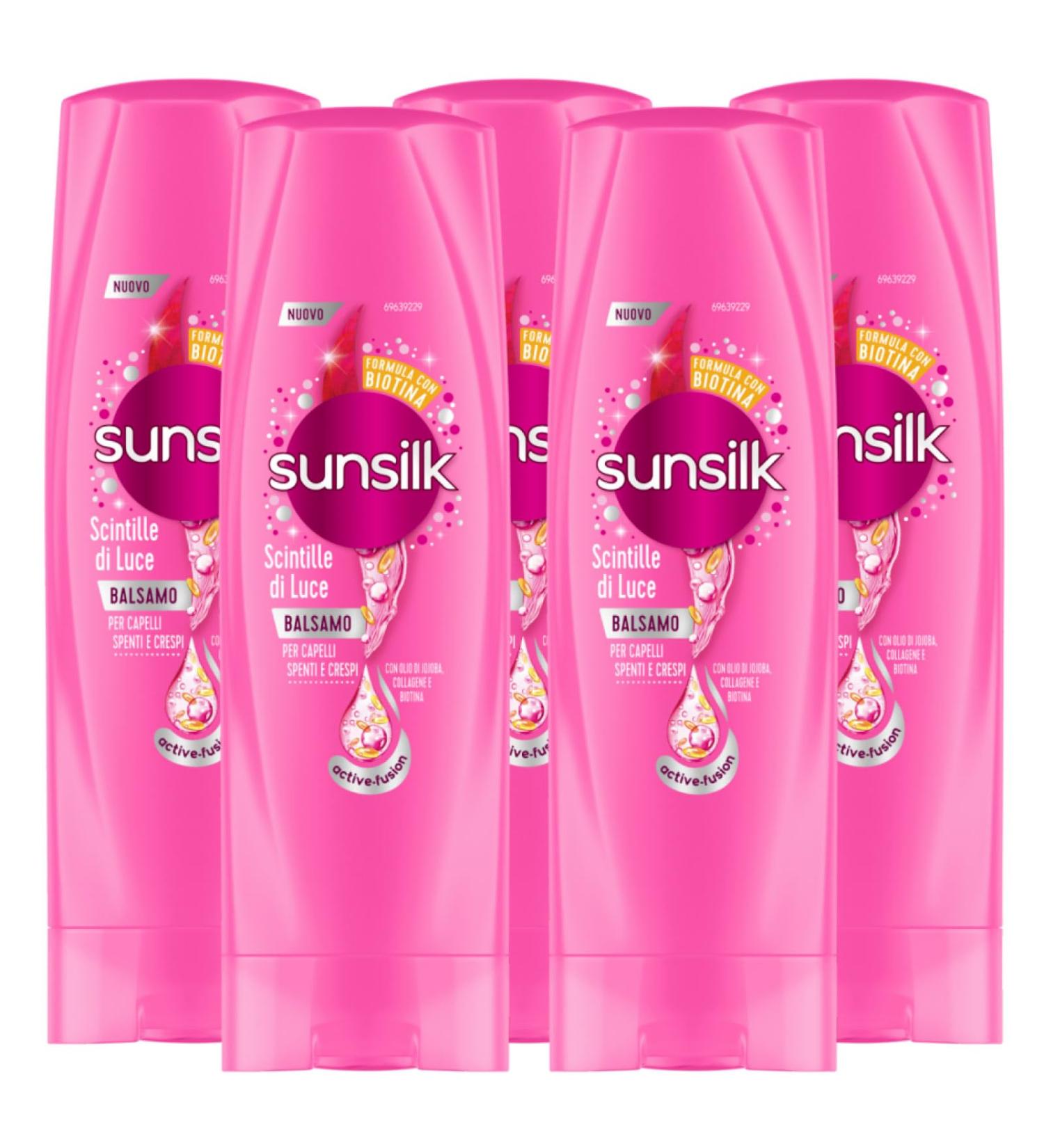 5 x Sunsilk Co-Creations Conditioner Sparkles of Light + Silk Effect for dull and frizzy hair 5 bottles of 200 ml each