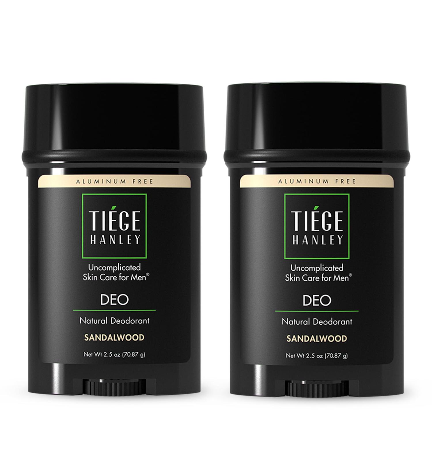 Tiege Hanley Natural Aluminum-Free Deodorant for Men - Sandalwood Scent 2-Pack - Mens Deodorant for All Skin Types Including Sensitive Skin - Paraben-Free & Talc-Free Men's Deodorant Sandalwood 1.25 Fl Oz (Pack of 2) - Buy Online on GoSupps.com