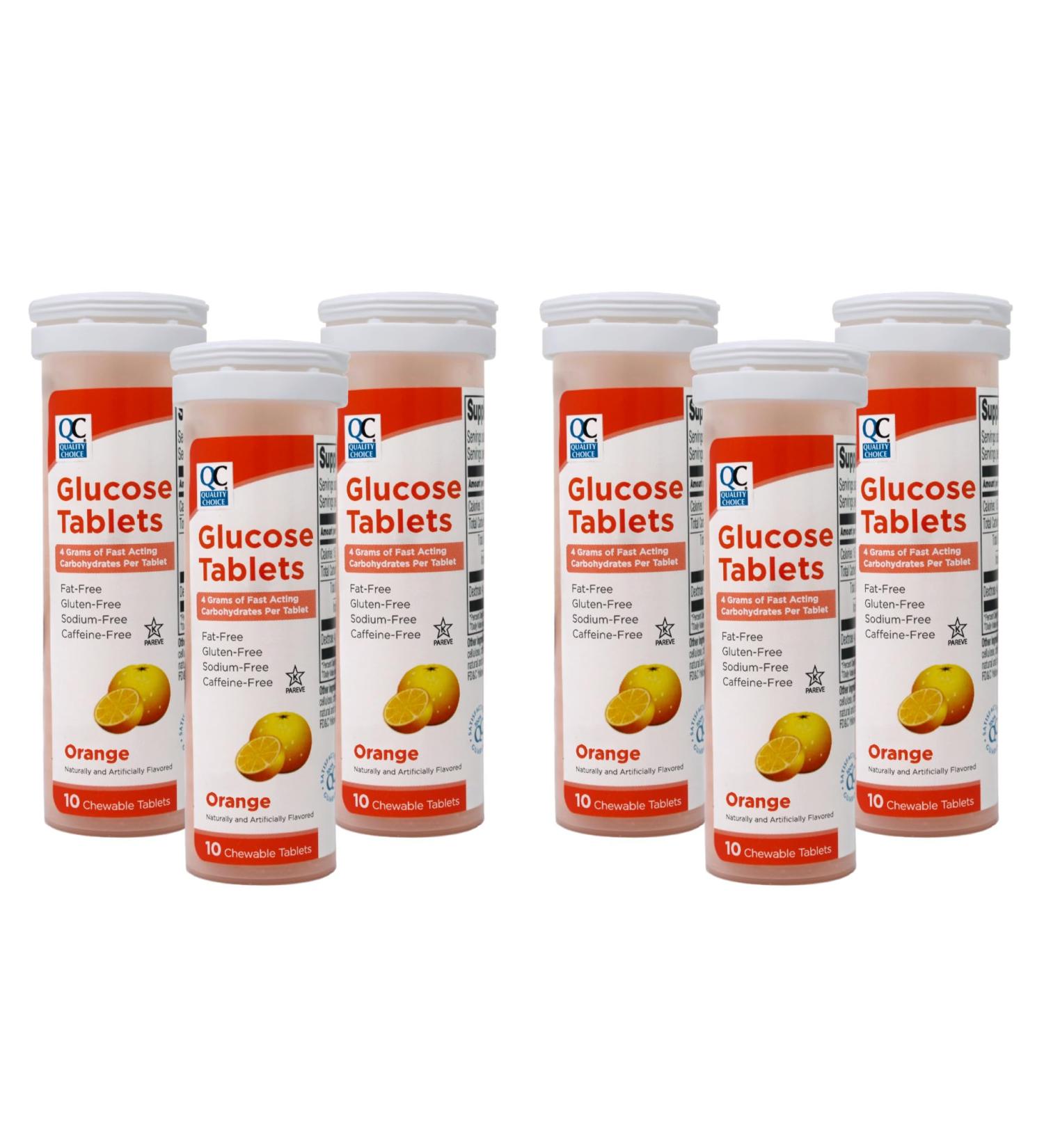 Quality Choice Fast Acting Glucose Tablets Orange Flavor Blood Sugar Treatment 10 Count - Pack of 6 - Buy Online on GoSupps.com
