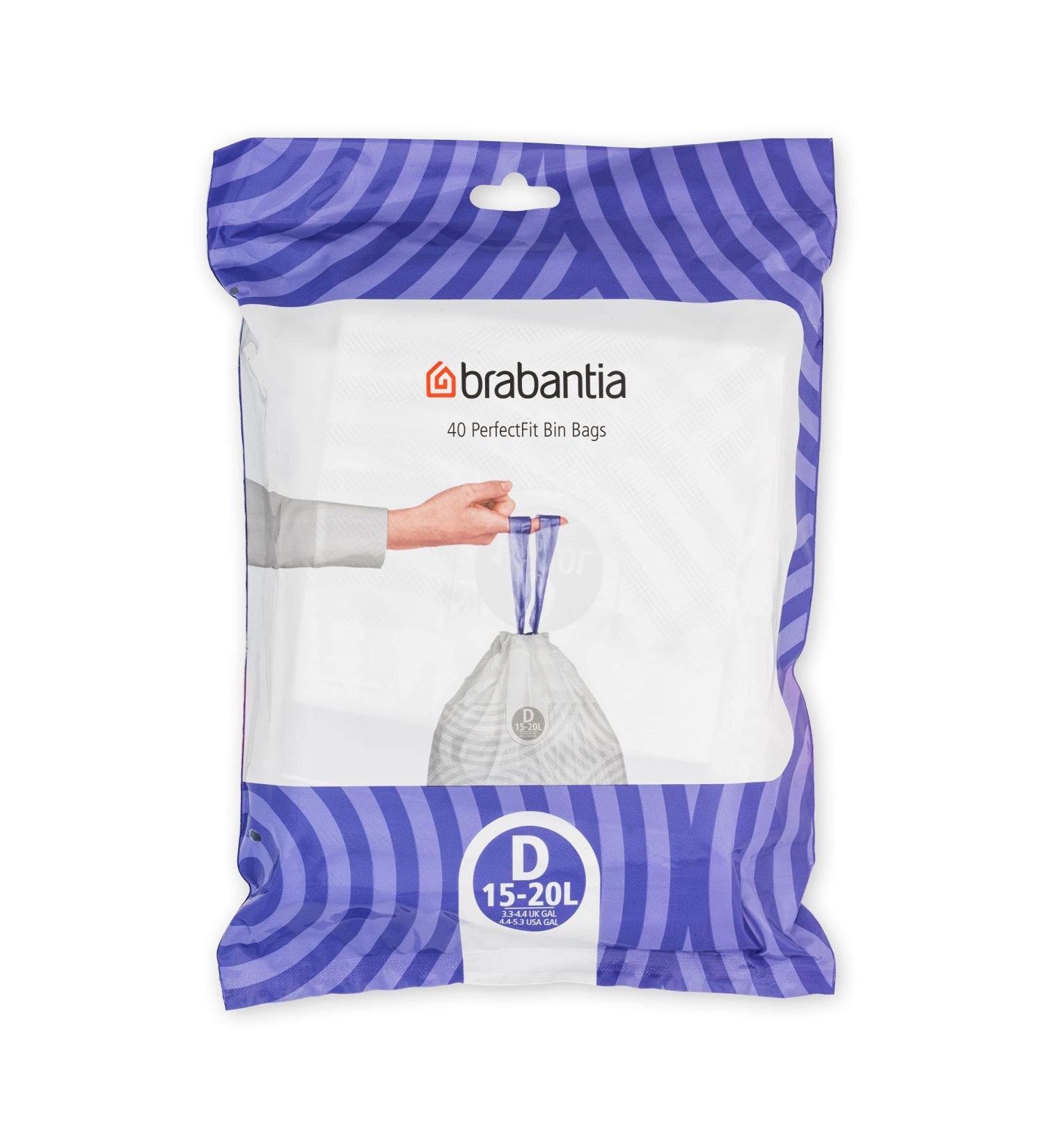 Brabantia PerfectFit Garbage Bags - Extra Strong 15L/20L Code D 40 Pack - International Shipping Available - Buy Online on GoSupps.com
