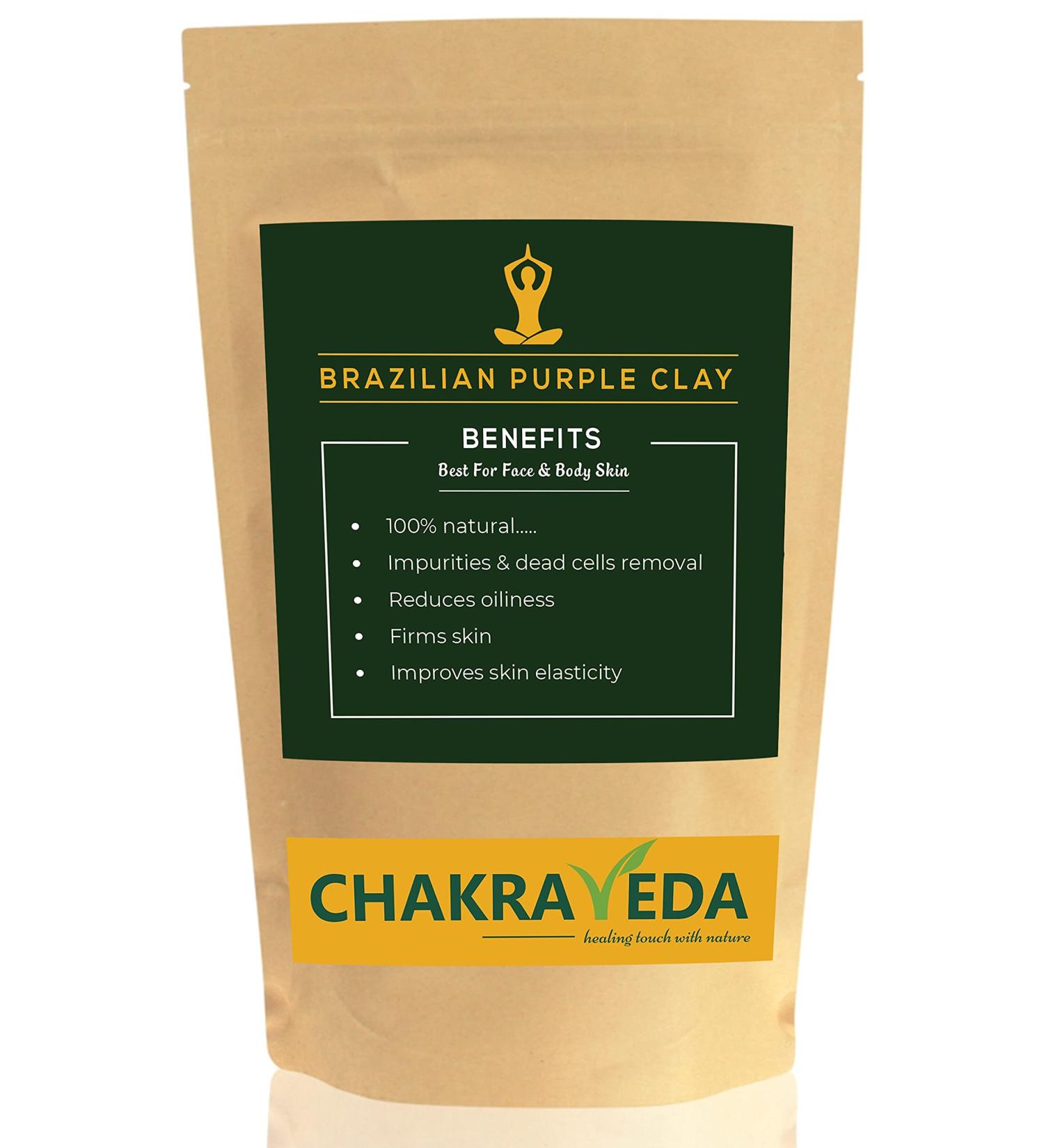 Brazilian Purple Clay by Rangkala Purple Clay Powder for Anti-Ageing Younger and Detoxifying Skin Use to Make Masks Body Wash and Creams (100g by ChakraVeda)