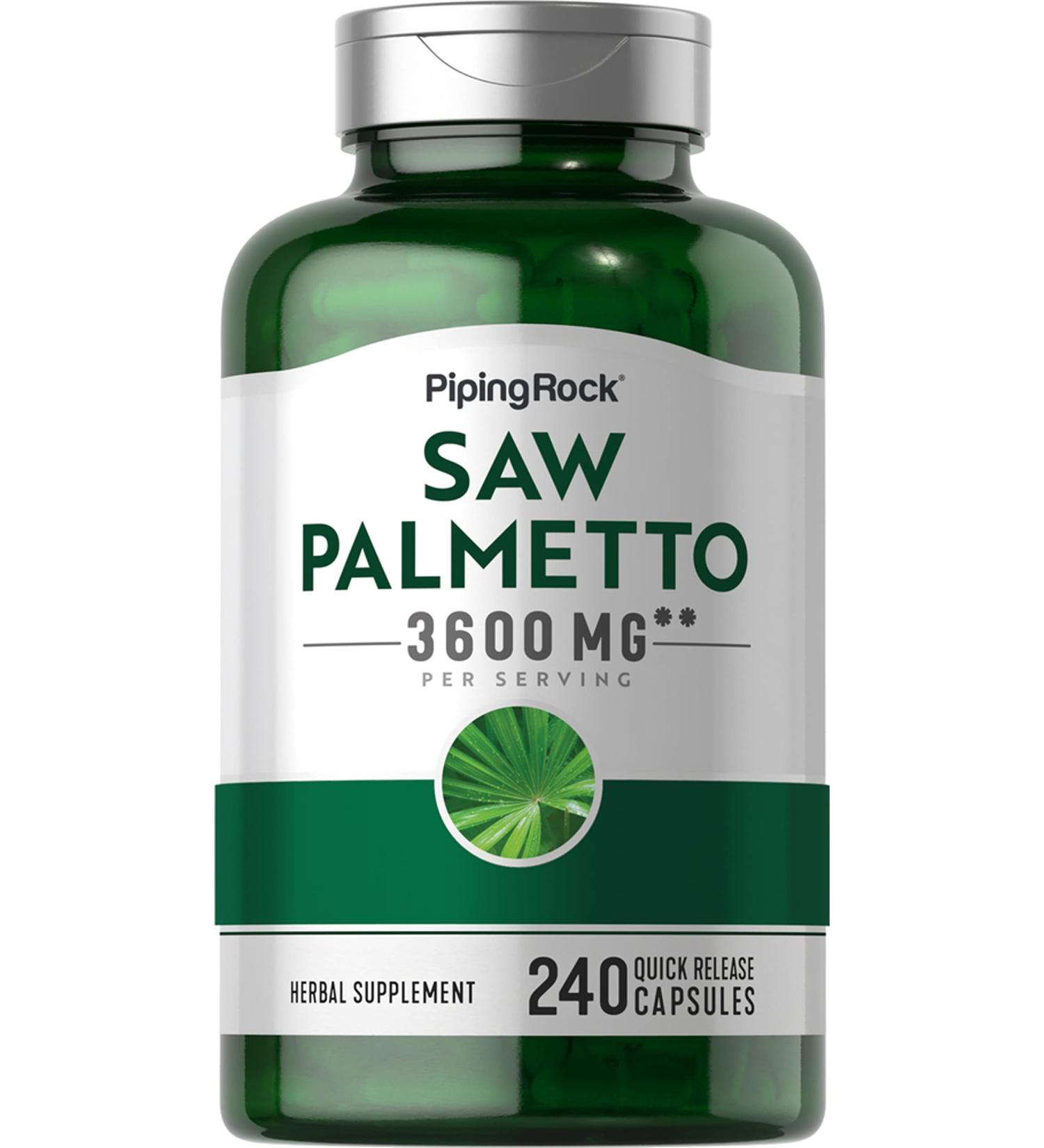Piping Rock Saw Palmetto Supplement 3600mg | 240 Capsules | Berries Non-GMO Gluten Free - Buy Online on GoSupps.com