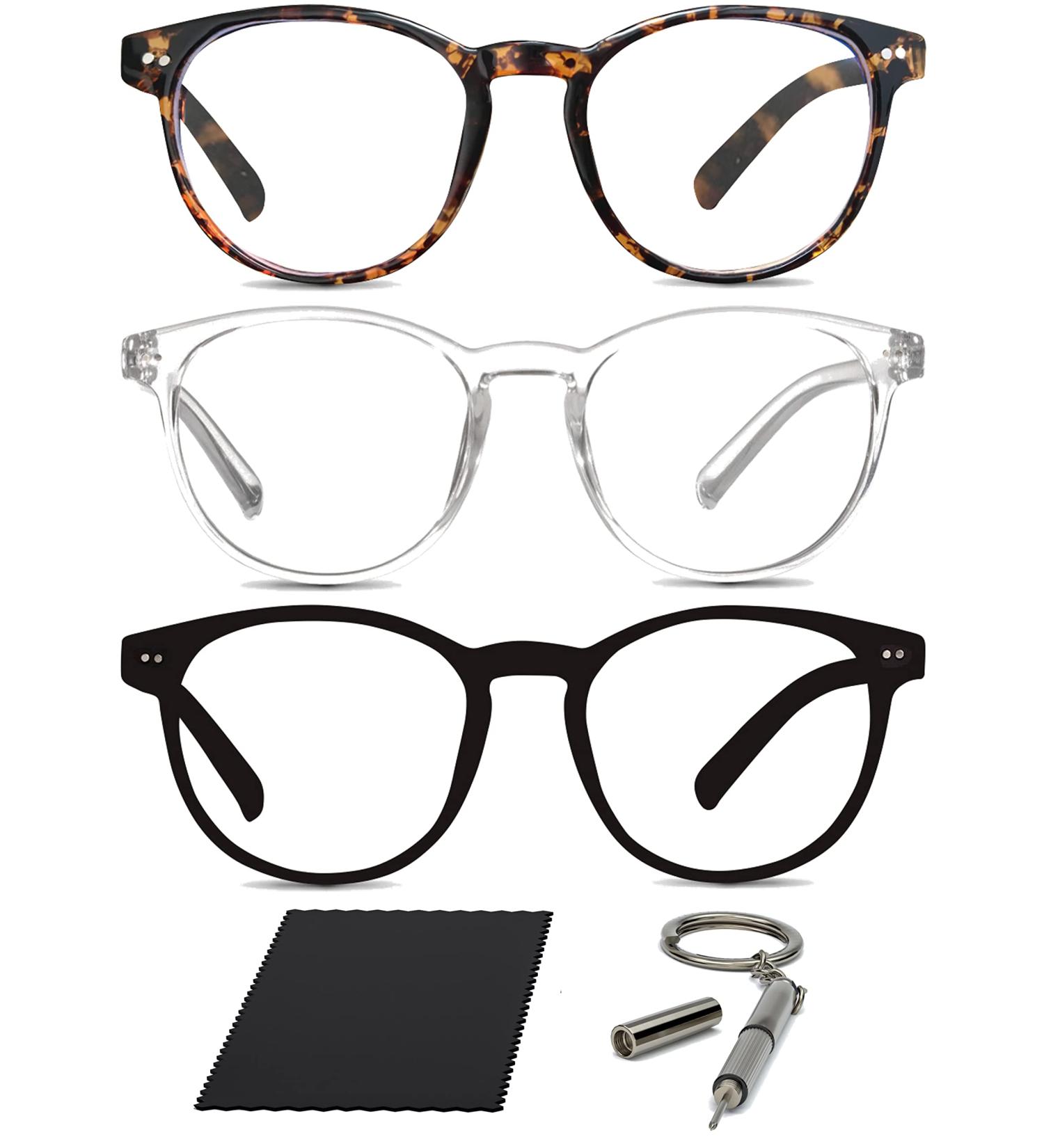 Riccardo Materossi - Premium 99.9% Blue Light Blocking Glasses (380-410nm) - Reduce Headaches and Improve Sleep - UK Based Brand 3 Pack 3 Round Frames - Buy Online on GoSupps.com