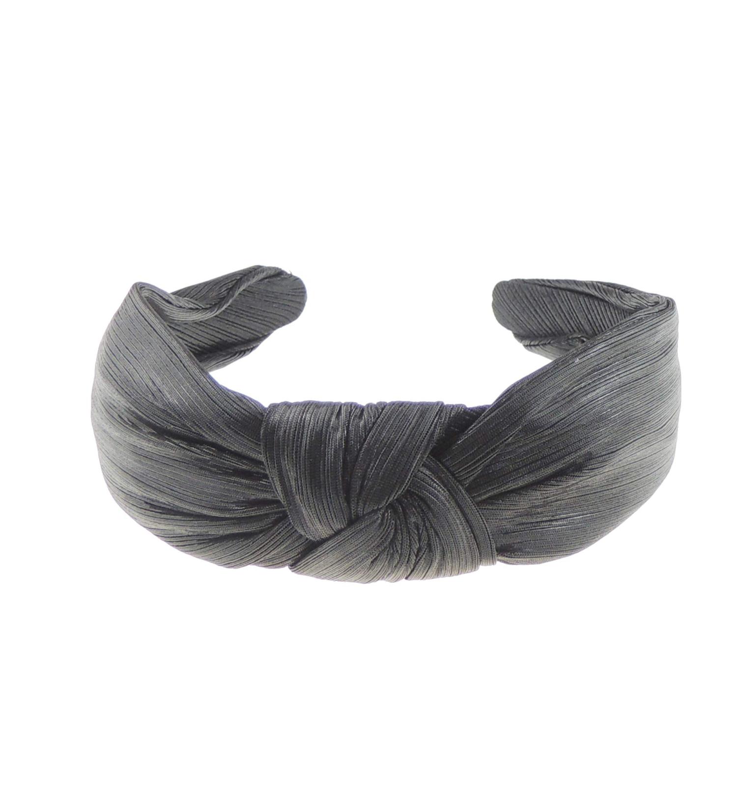 Ladies Evening Shiny Metallic Pin Stripe Top Knot Draped Headband Alice Band (Black)