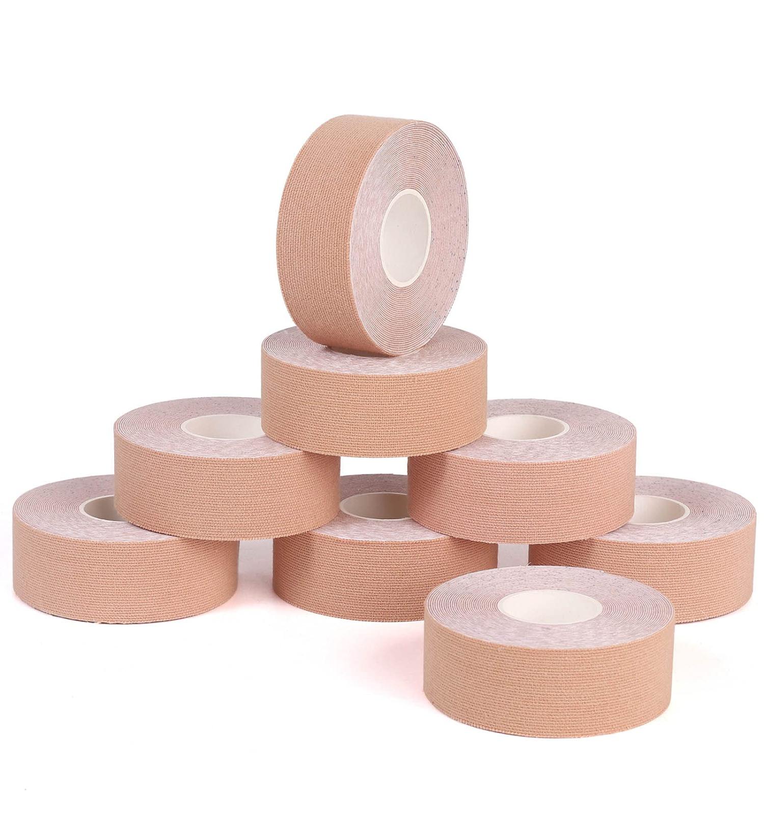 FOU Kinesiology Tape - Waterproof Athletic Sports Tape (8 Rolls) for Knee Shoulder Ankle Elbow Pain Relief & Joint Support - 1 Inch x 16.4ft (Beige - Buy Online on GoSupps.com